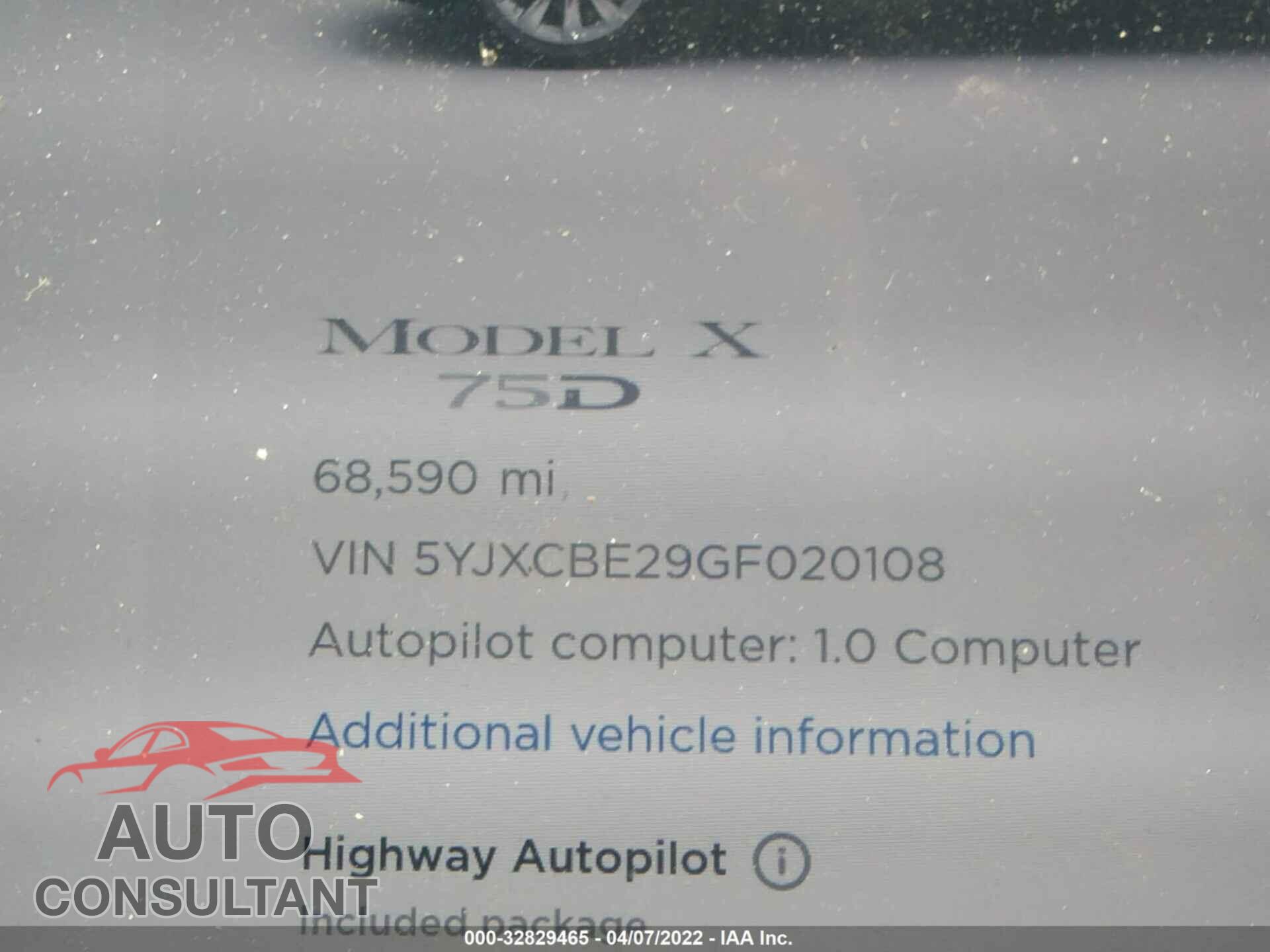 TESLA MODEL X 2016 - 5YJXCBE29GF020108
