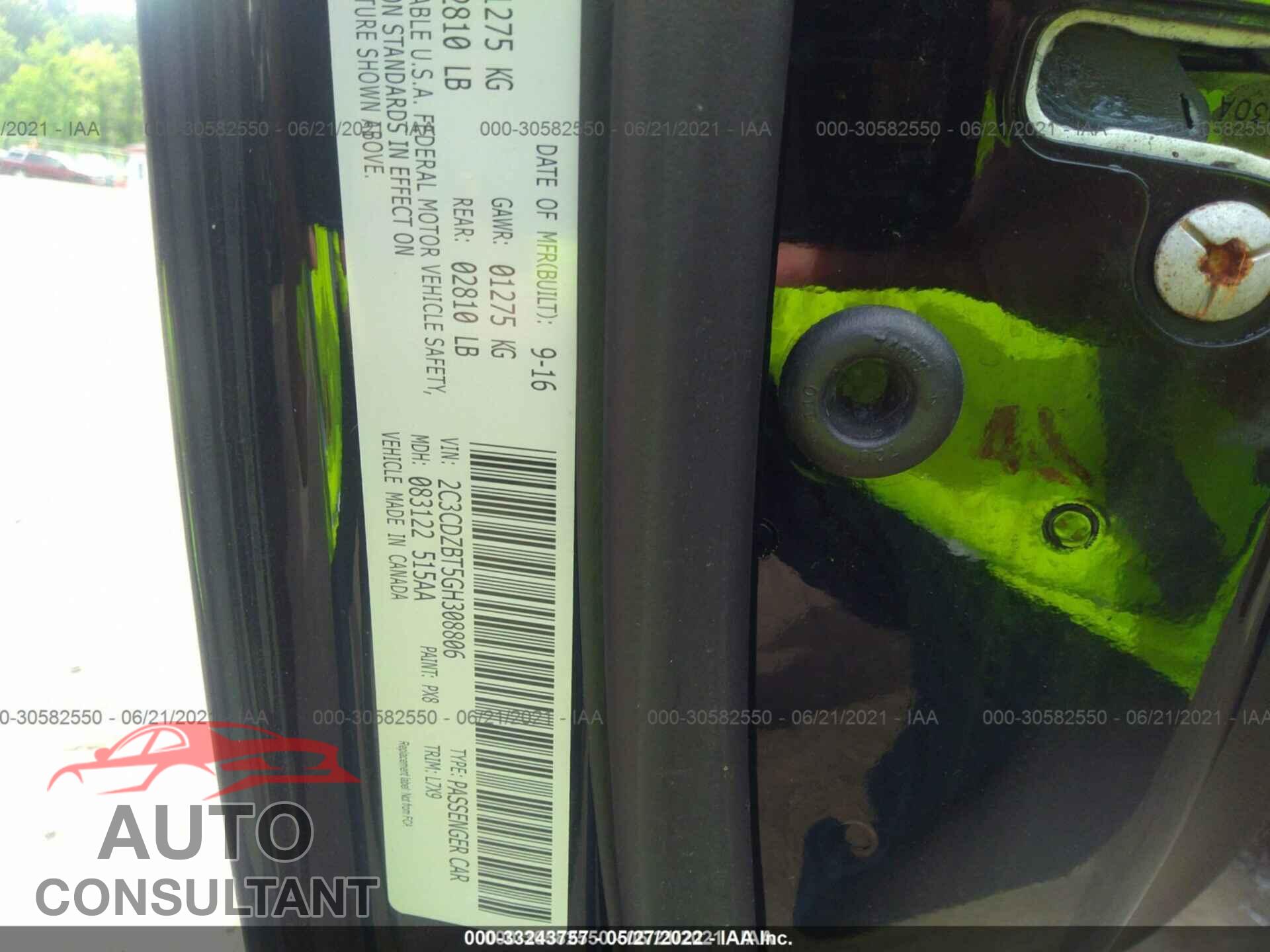DODGE CHALLENGER 2016 - 2C3CDZBT5GH308806