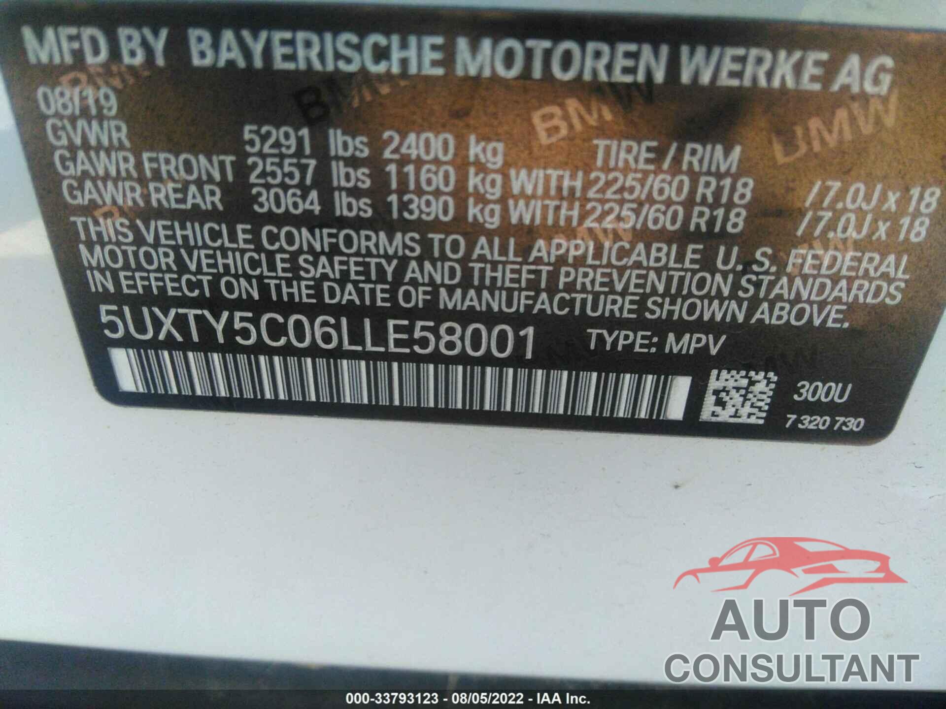 BMW X3 2020 - 5UXTY5C06LLE58001