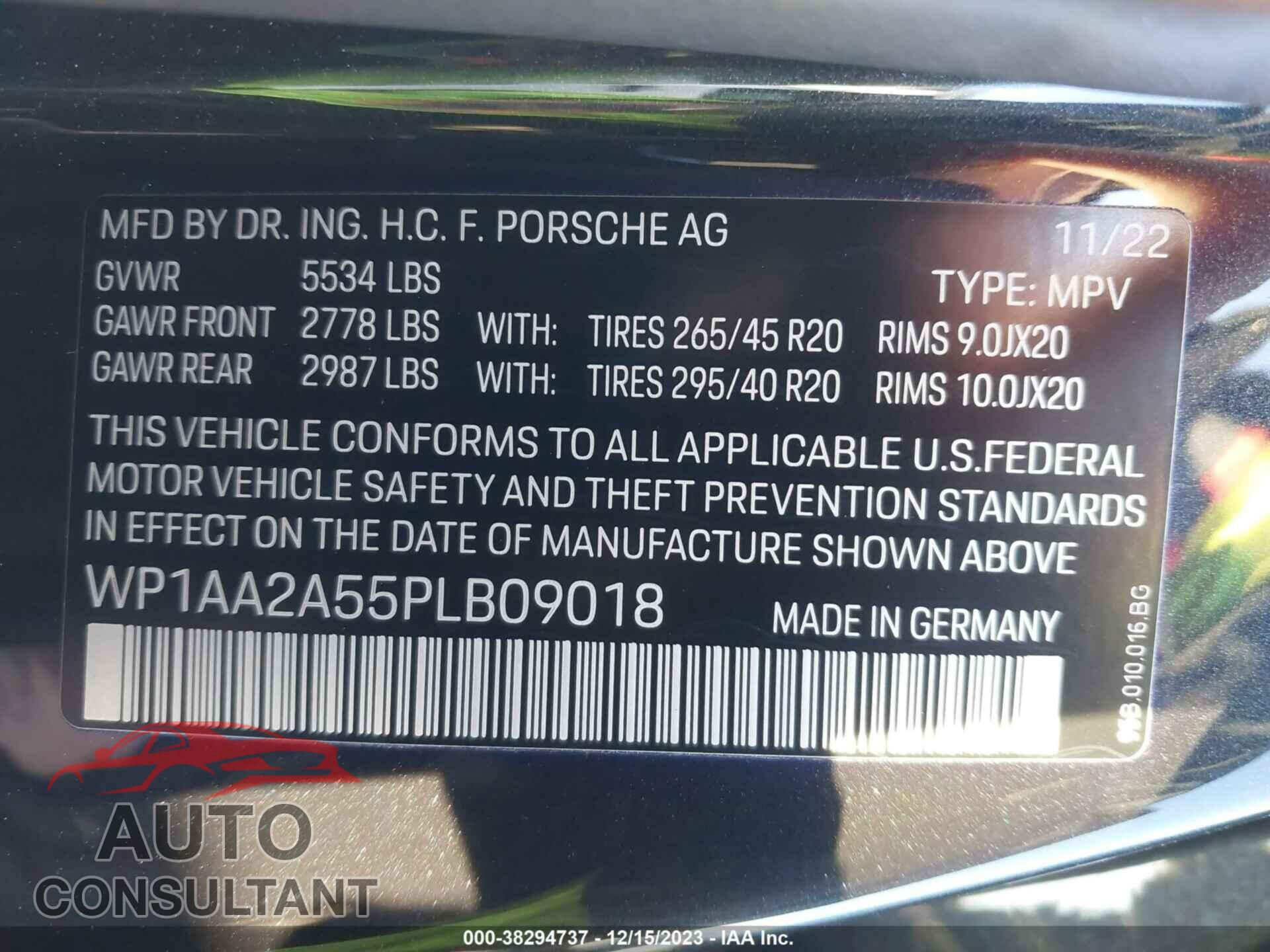 PORSCHE MACAN 2023 - WP1AA2A55PLB09018