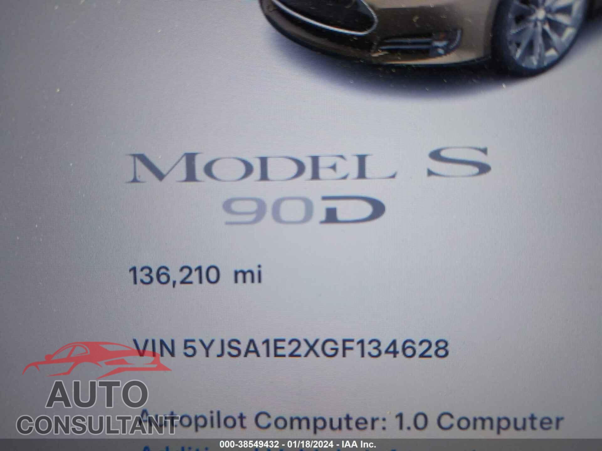 TESLA MODEL S 2016 - 5YJSA1E2XGF134628