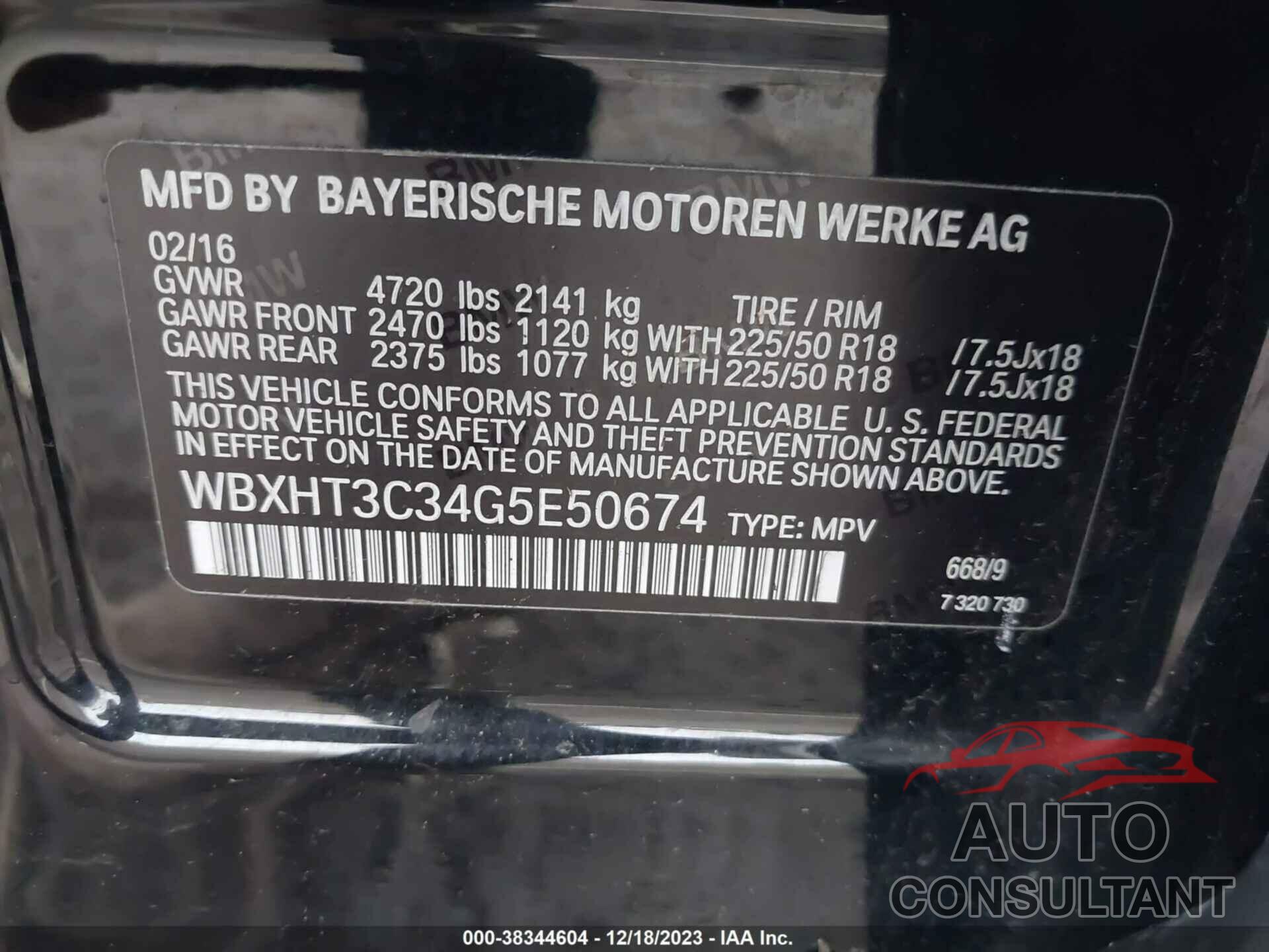 BMW X1 2016 - WBXHT3C34G5E50674