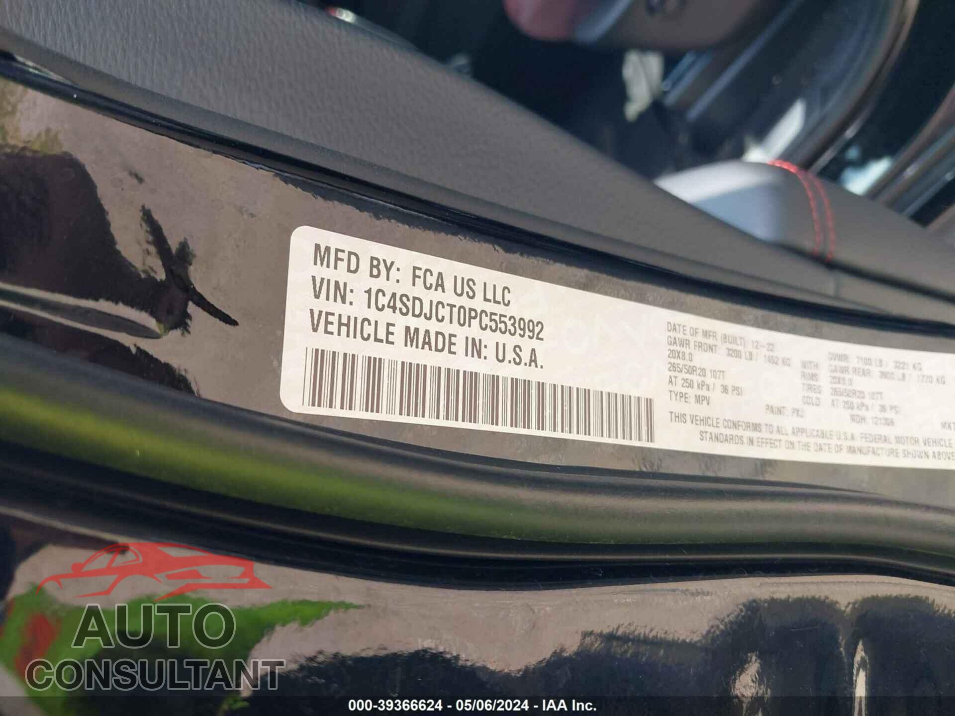DODGE DURANGO 2023 - 1C4SDJCT0PC553992