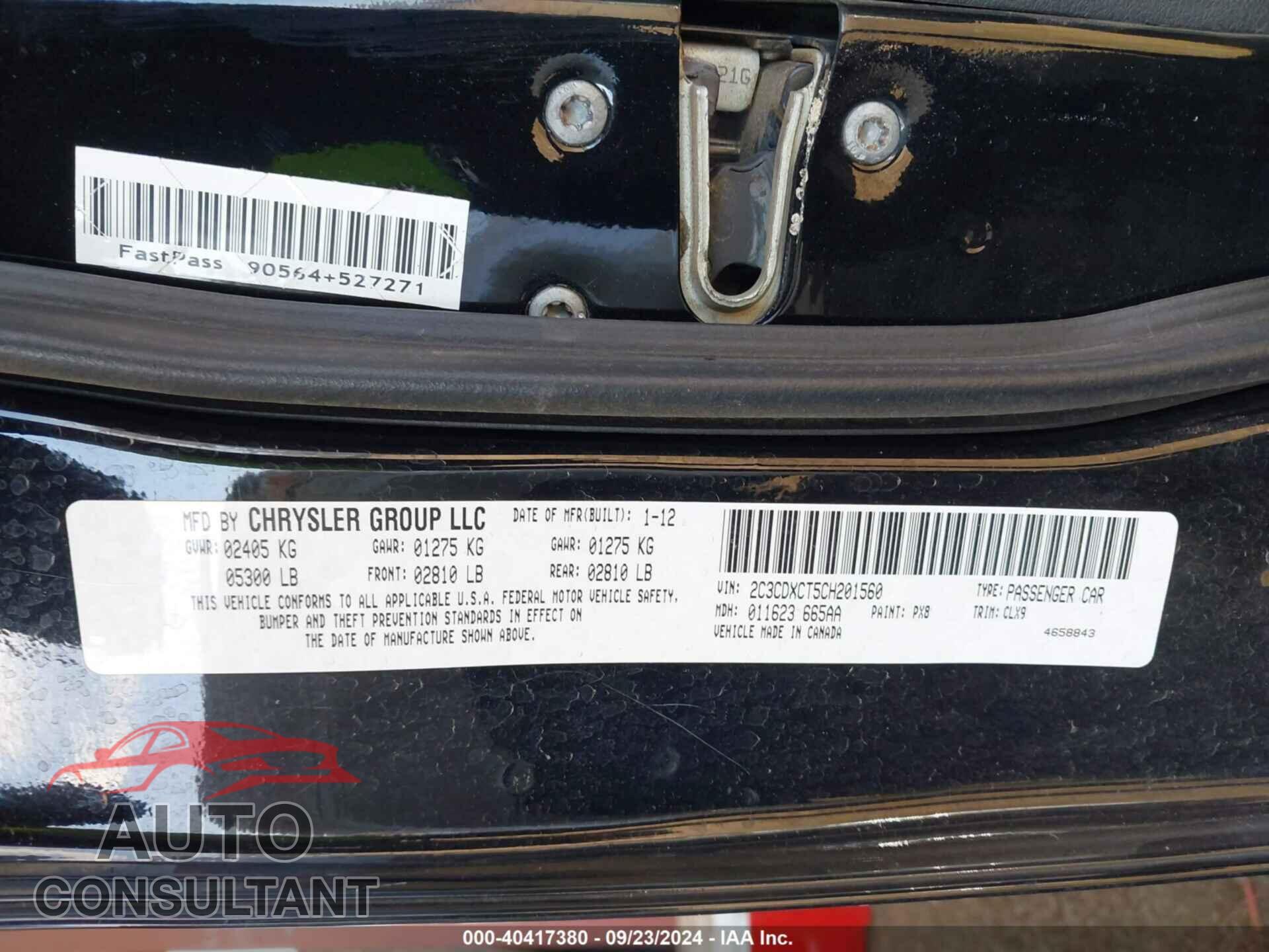 DODGE CHARGER 2012 - 2C3CDXCT5CH201560