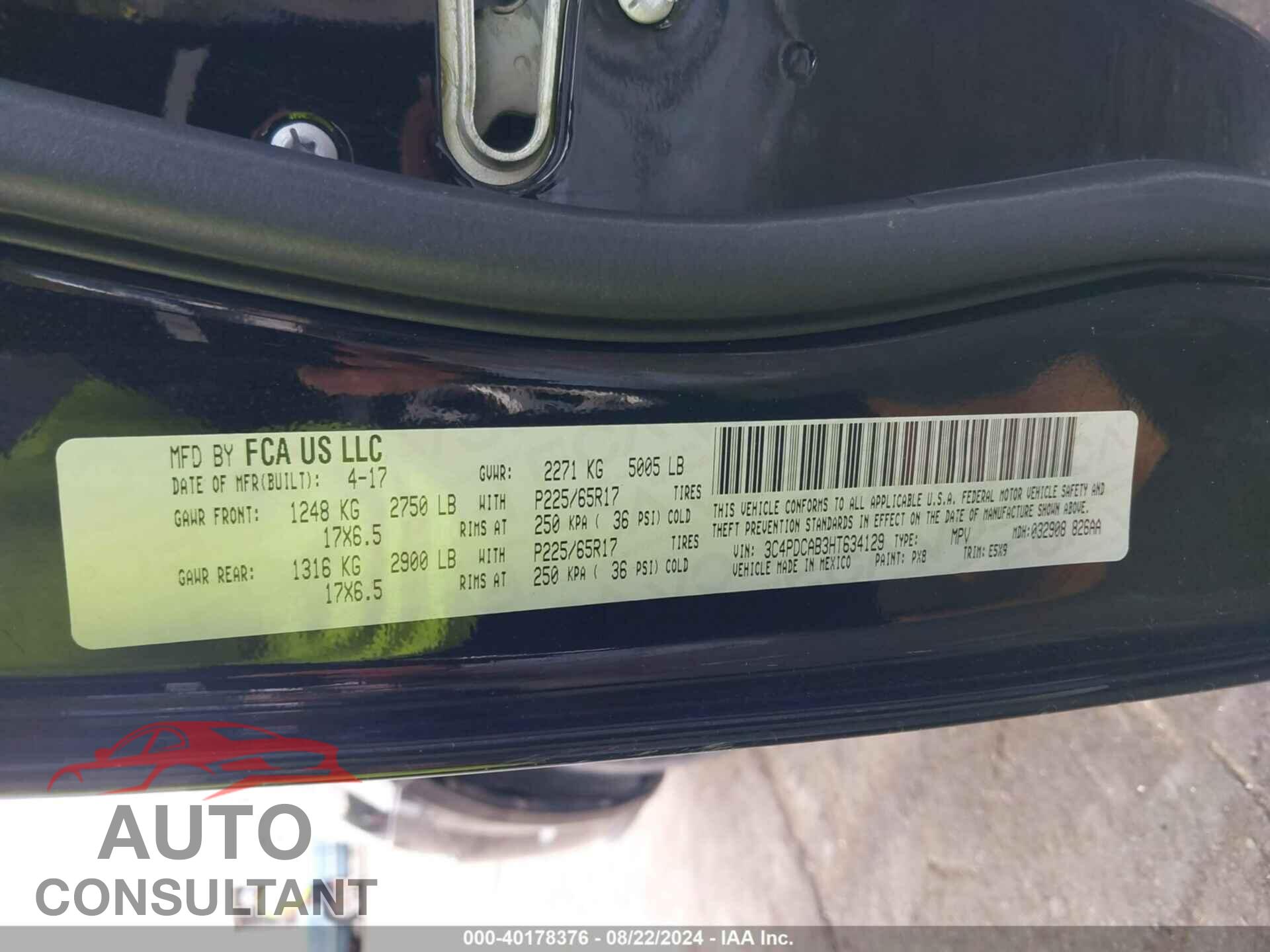 DODGE JOURNEY 2017 - 3C4PDCAB3HT634129