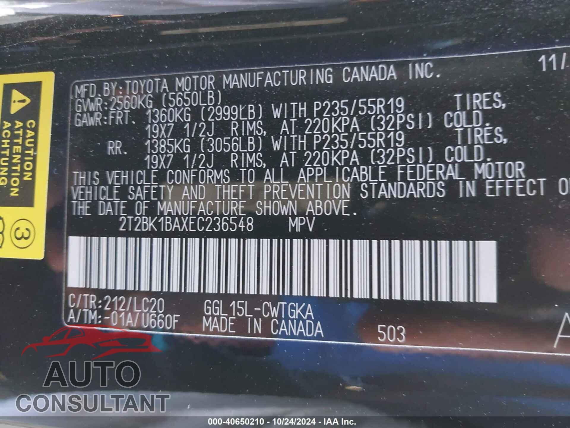 LEXUS RX 350 2014 - 2T2BK1BAXEC236548