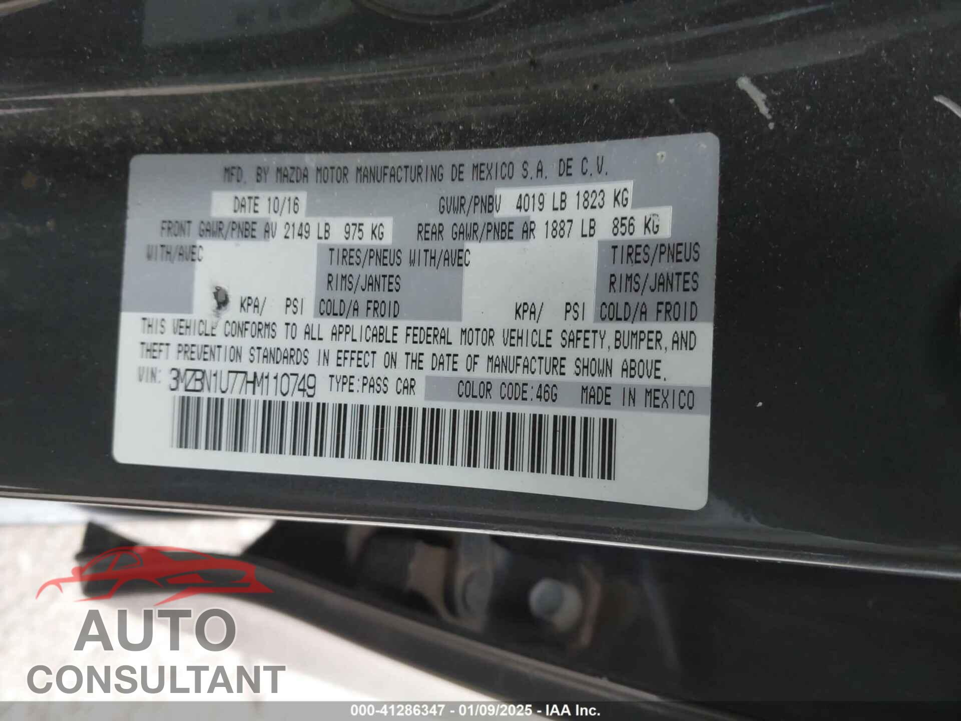 MAZDA MAZDA3 2017 - 3MZBN1U77HM110749