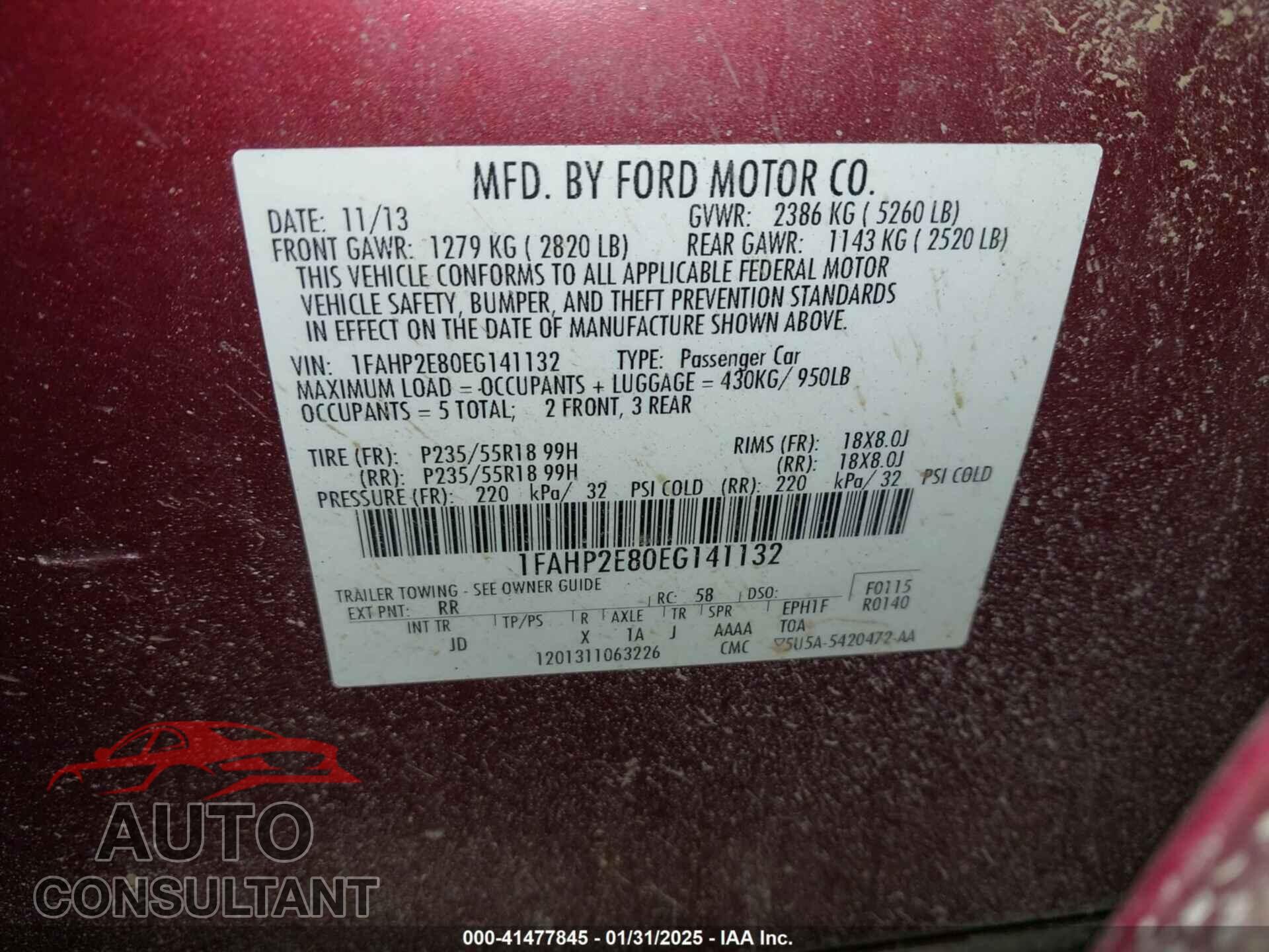 FORD TAURUS 2014 - 1FAHP2E80EG141132
