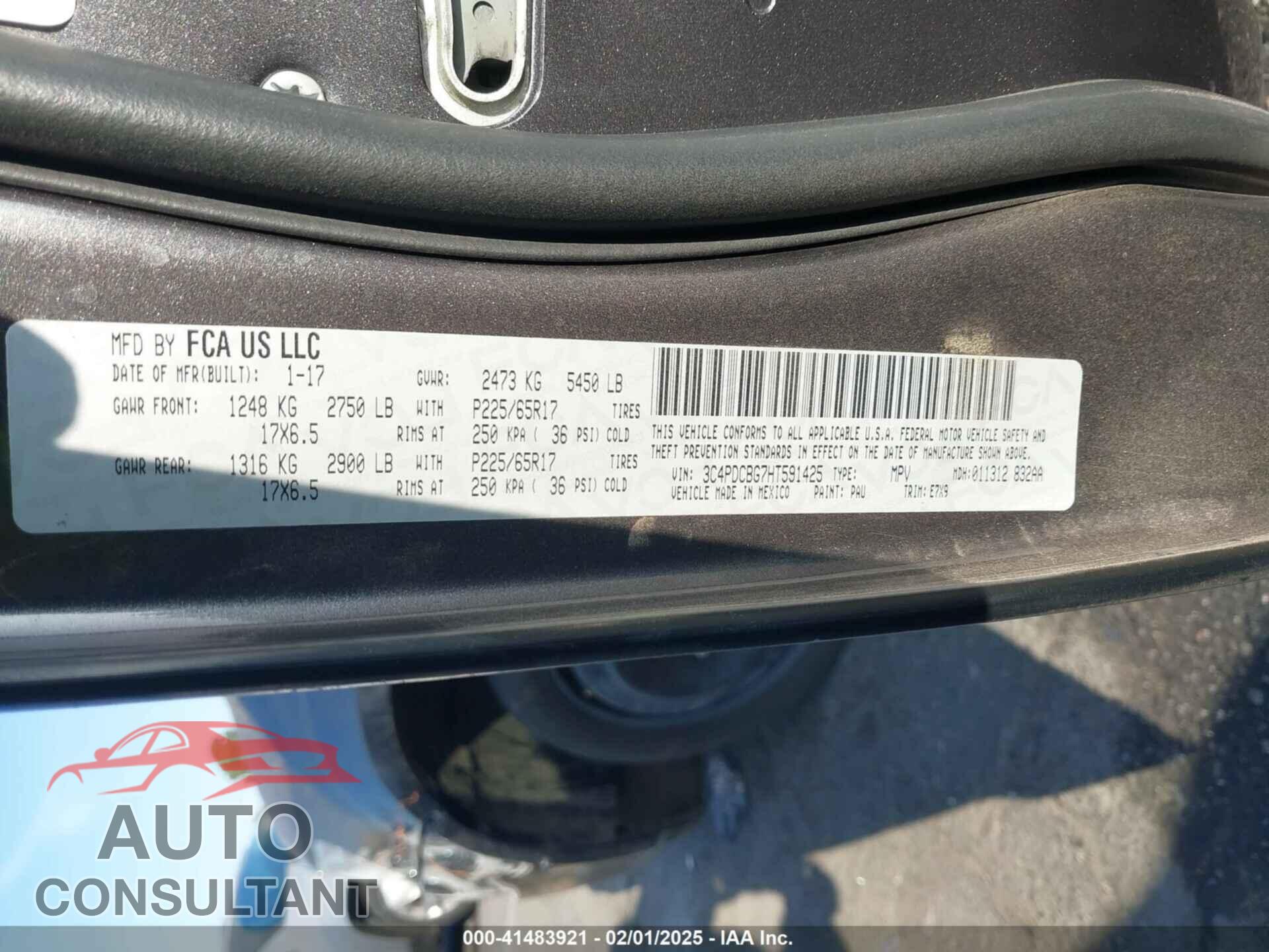 DODGE JOURNEY 2017 - 3C4PDCBG7HT591425