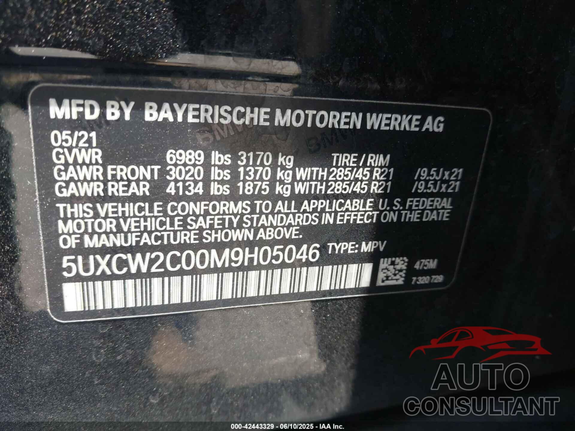 BMW X7 2021 - 5UXCW2C00M9H05046