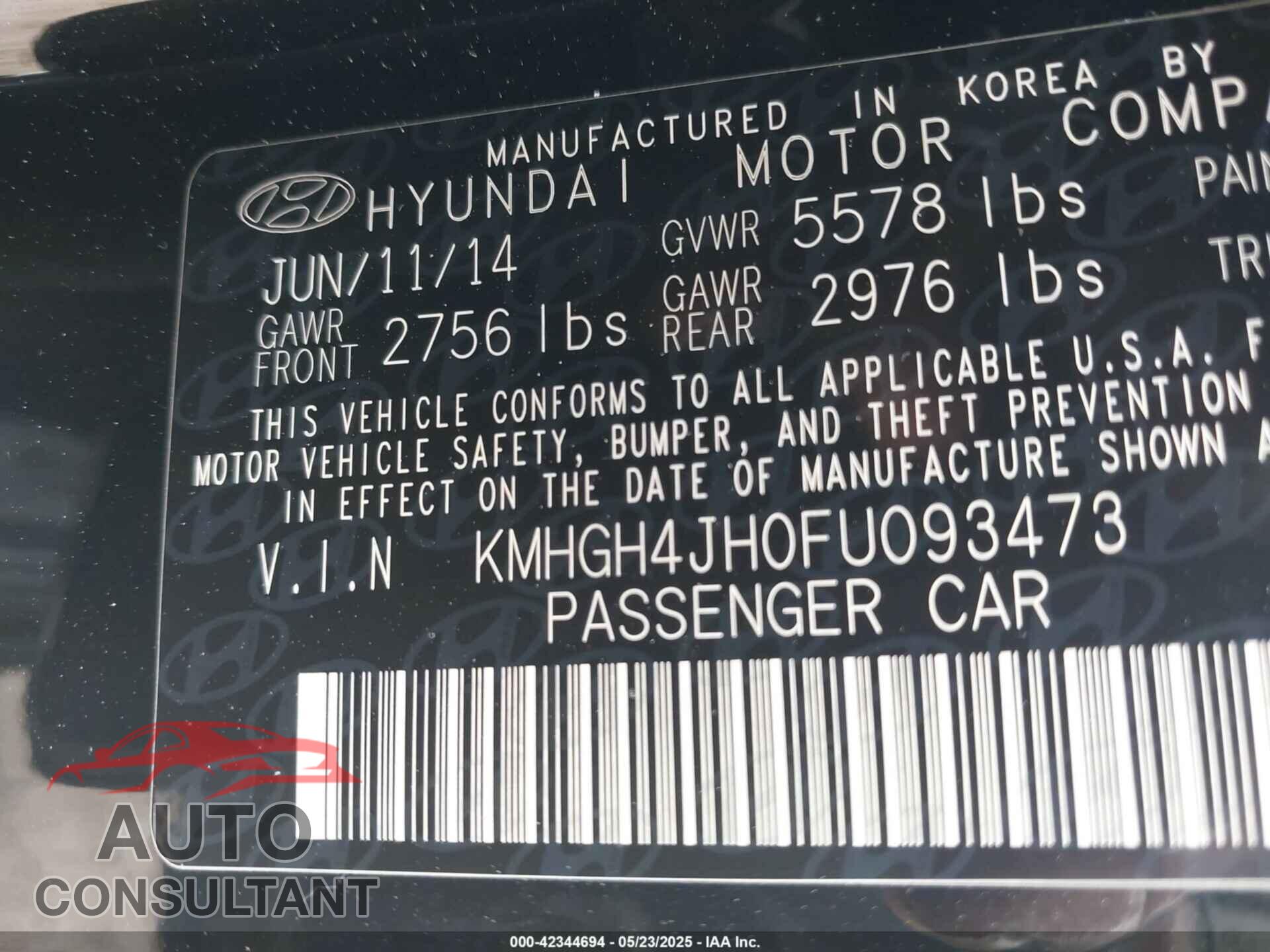 HYUNDAI EQUUS 2015 - KMHGH4JH0FU093473