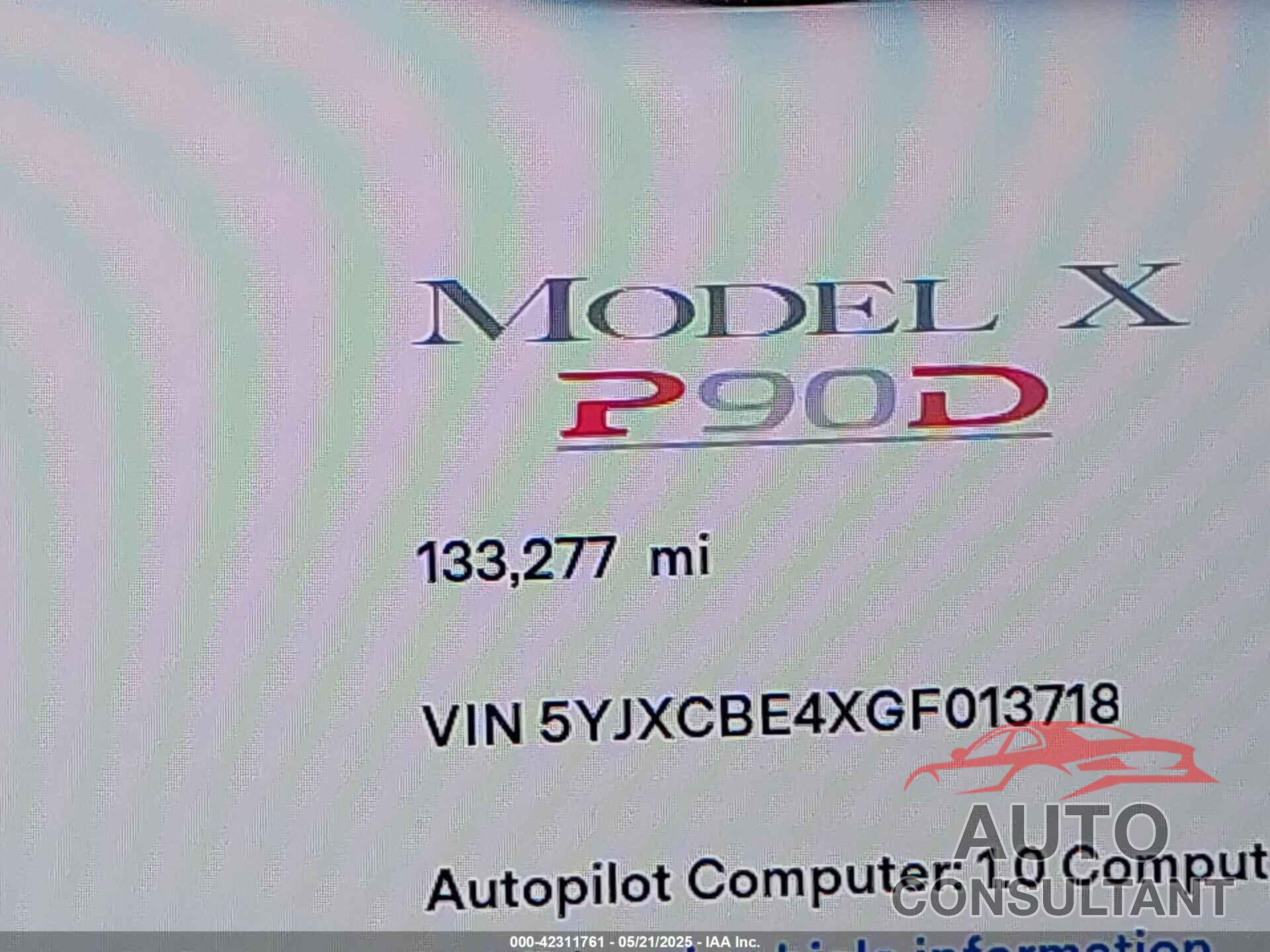 TESLA MODEL X 2016 - 5YJXCBE4XGF013718