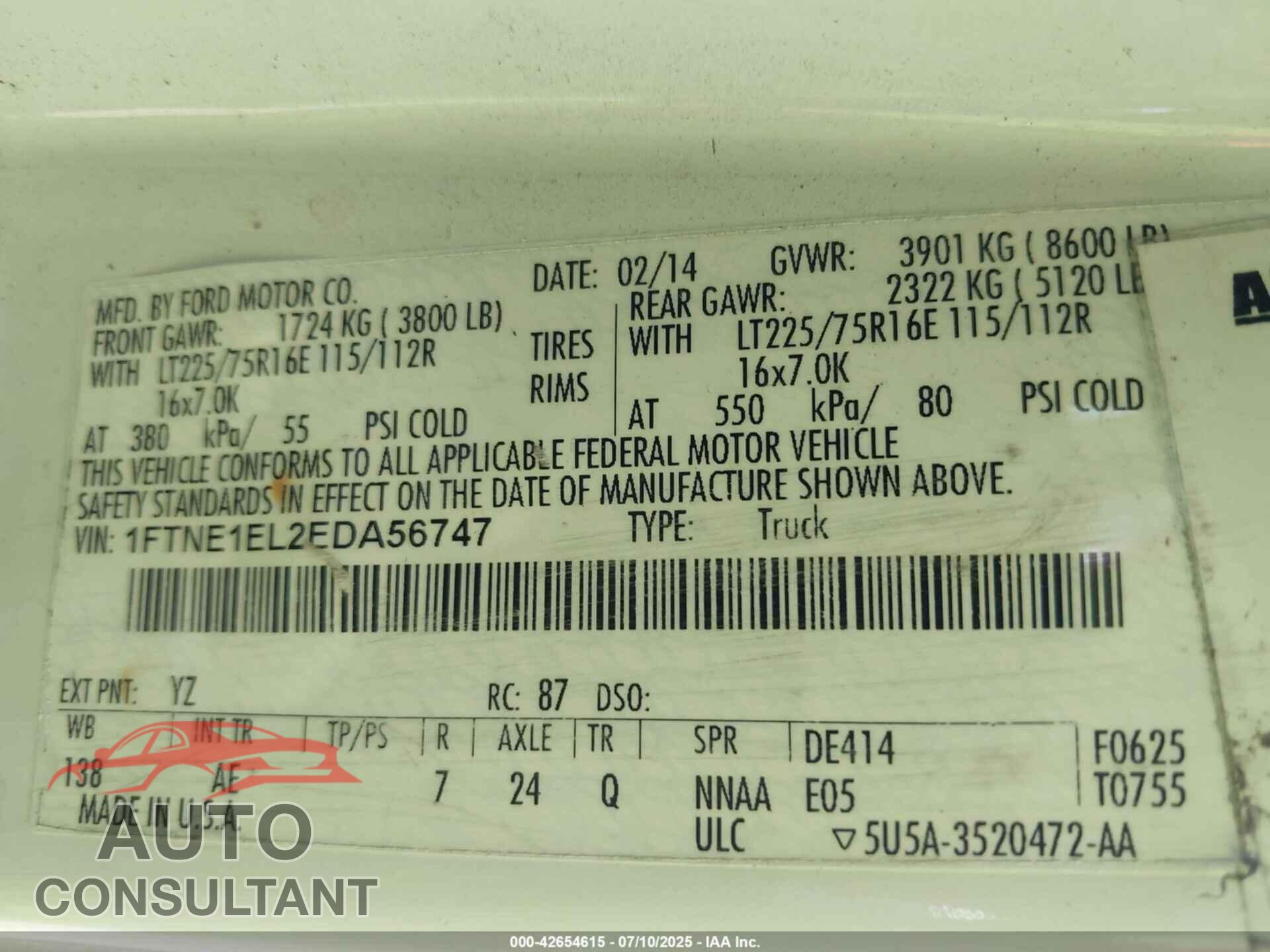 FORD E-150 2014 - 1FTNE1EL2EDA56747