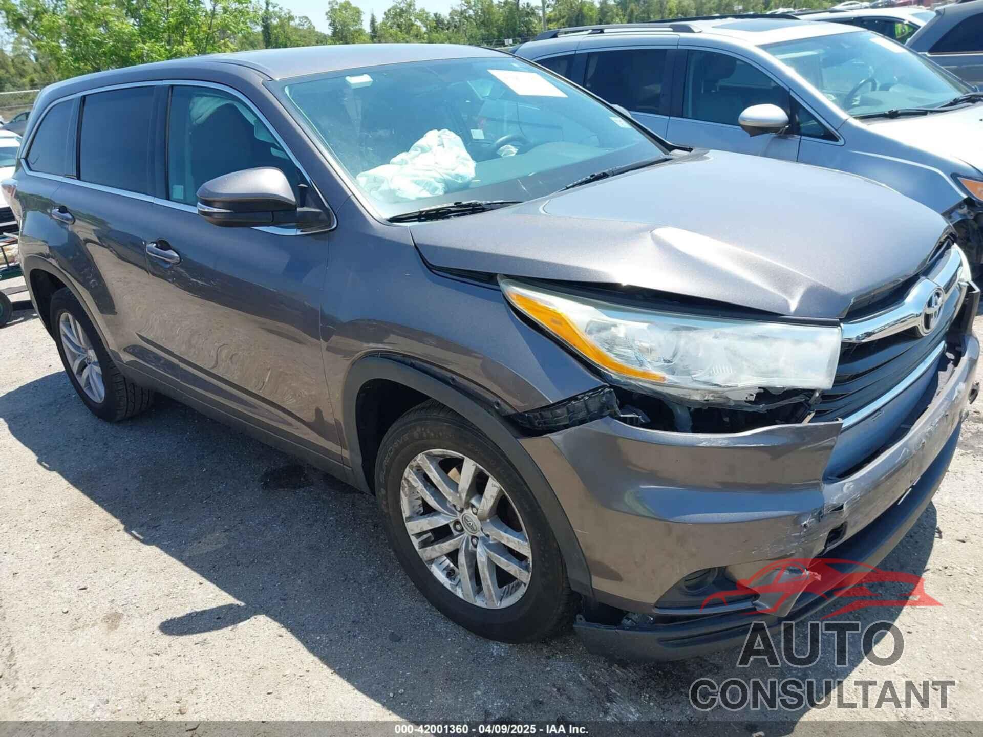 TOYOTA HIGHLANDER 2014 - 5TDZARFH5ES005334