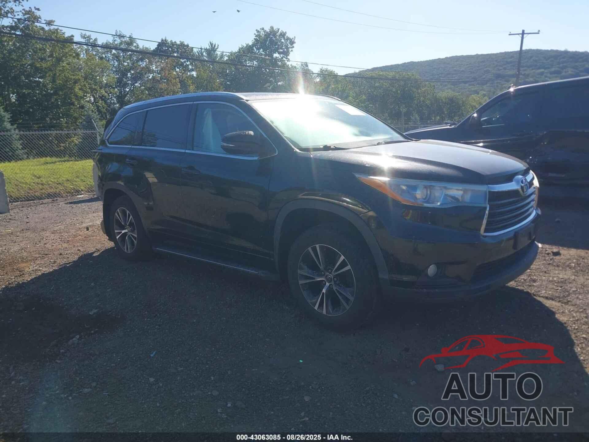 TOYOTA HIGHLANDER 2016 - 5TDJKRFH9GS316522