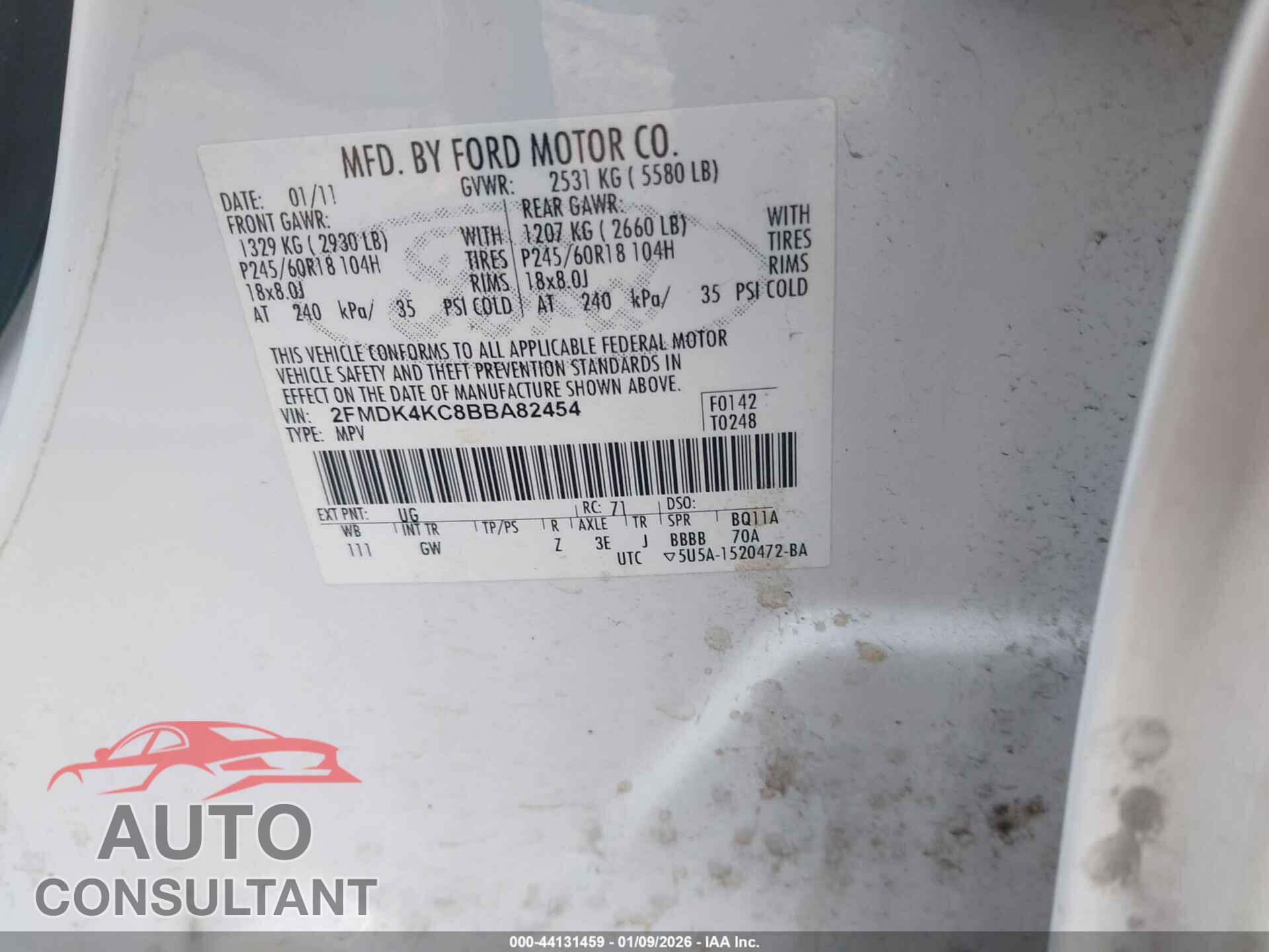 FORD EDGE 2011 - 2FMDK4KC8BBA82454