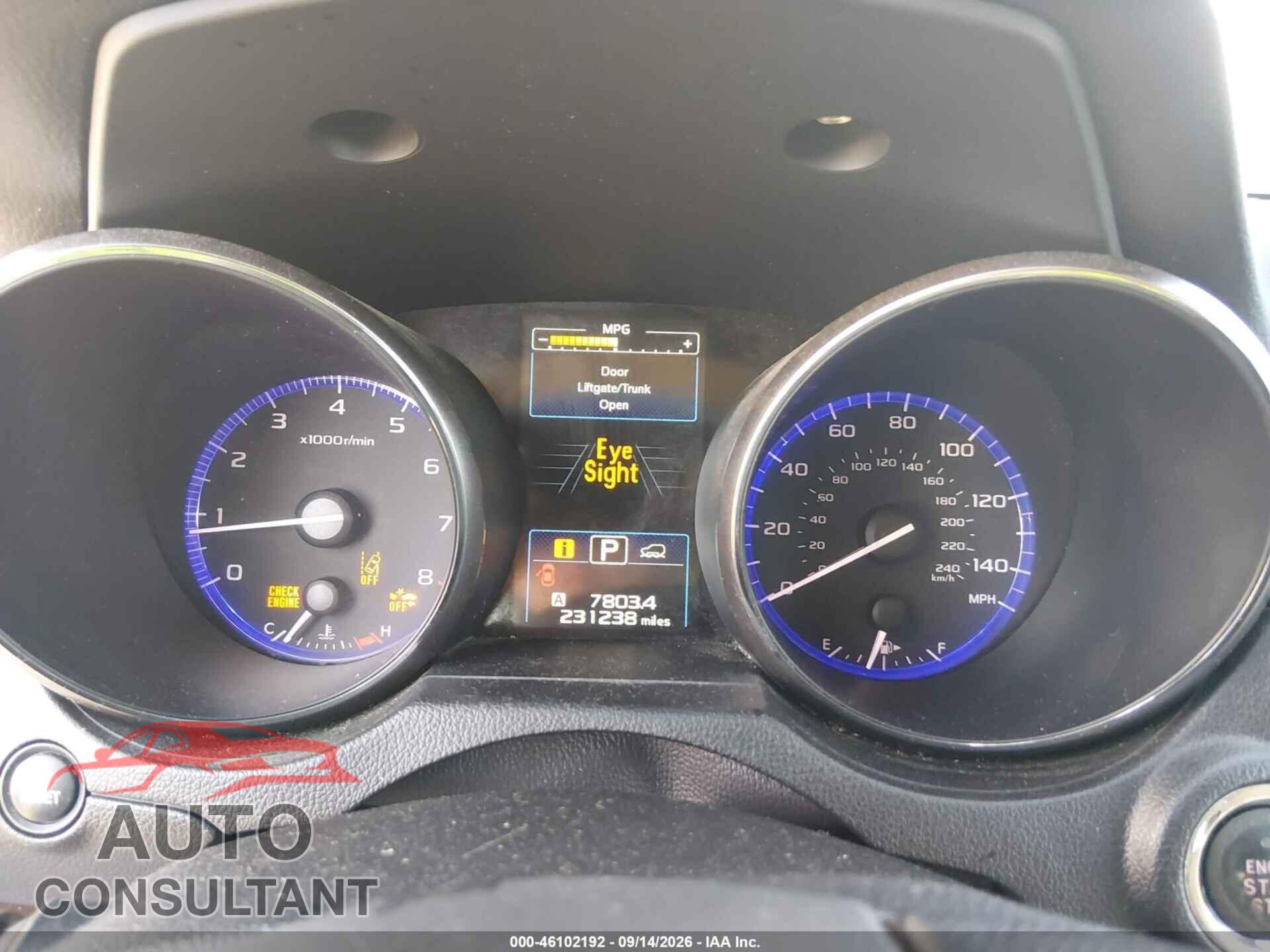 SUBARU OUTBACK 2015 - 4S4BSBNC4F3302184