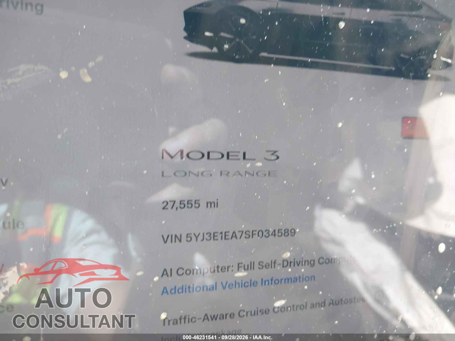 TESLA MODEL 3 2025 - 5YJ3E1EA7SF034589