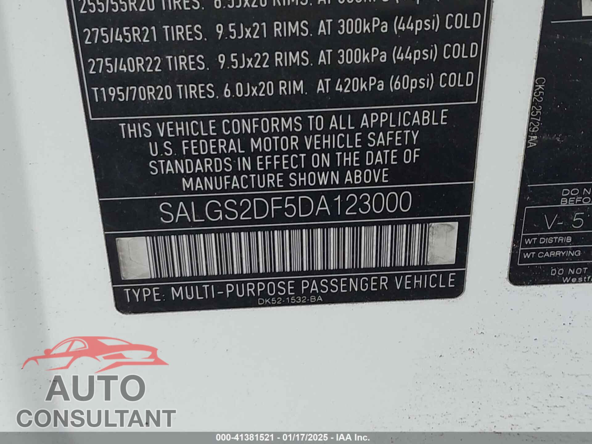 LAND ROVER RANGE ROVER 2013 - SALGS2EF1DA120402