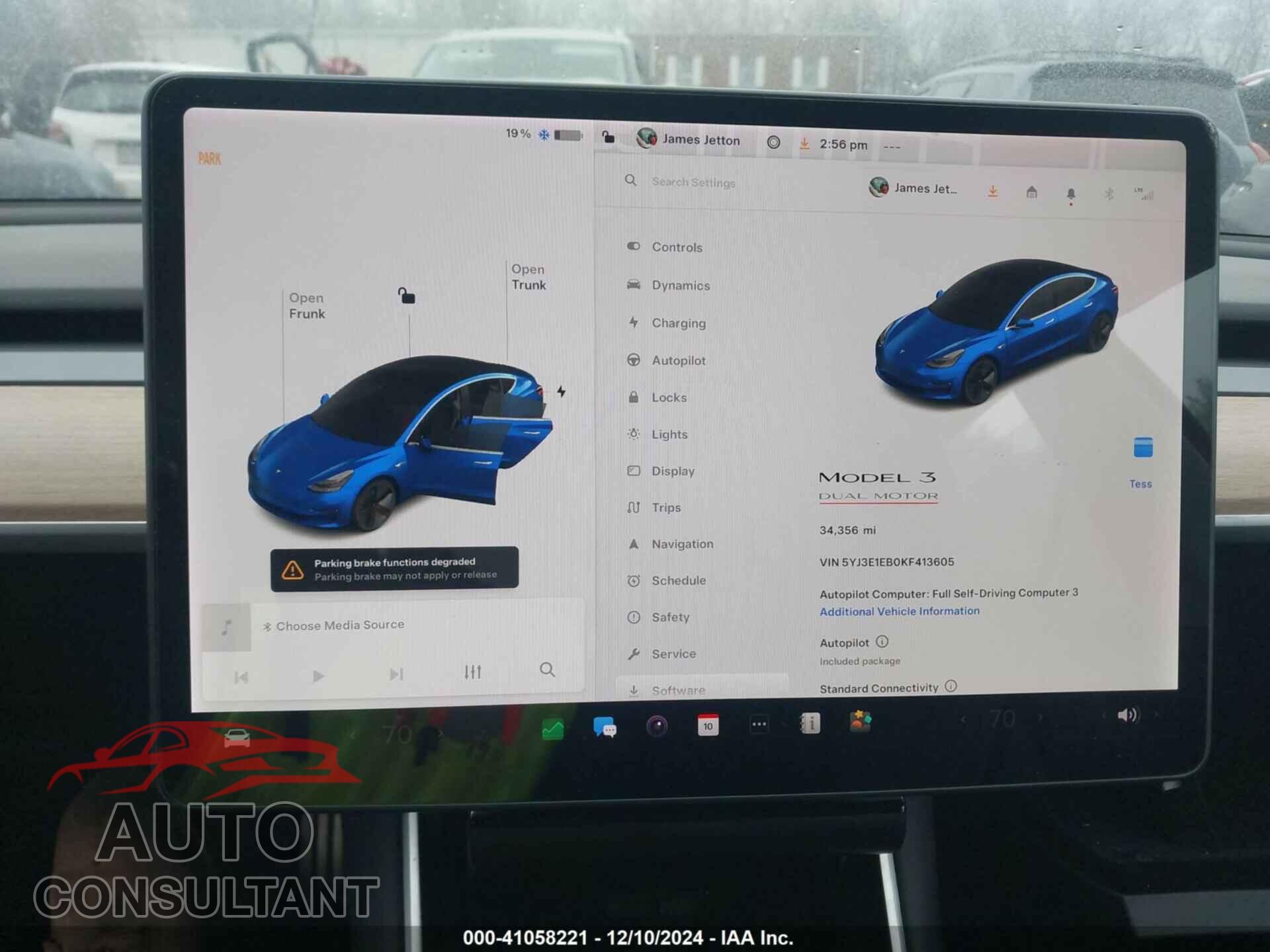 TESLA MODEL 3 2019 - 5YJ3E1EB0KF413605