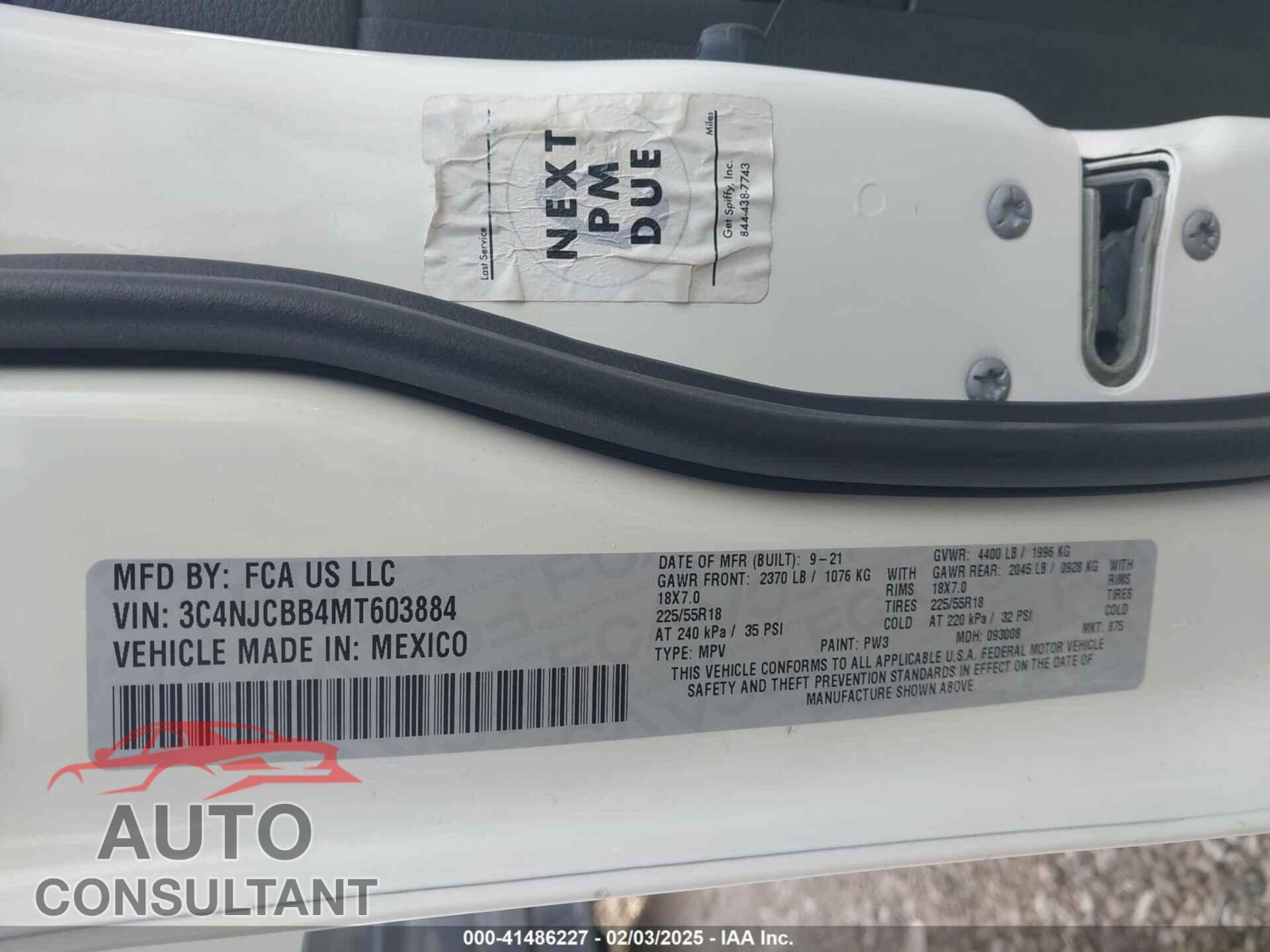 JEEP COMPASS 2021 - 3C4NJCBB4MT603884