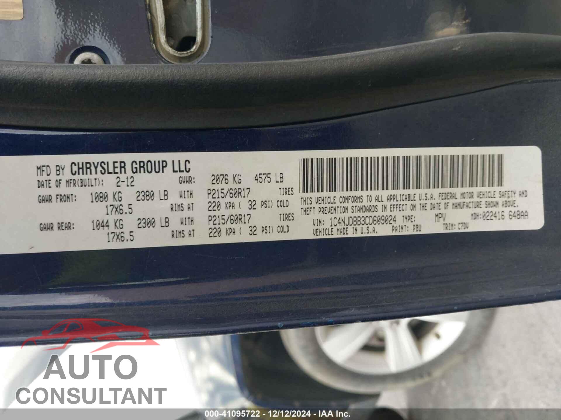 JEEP COMPASS 2012 - 1C4NJDBB3CD609024