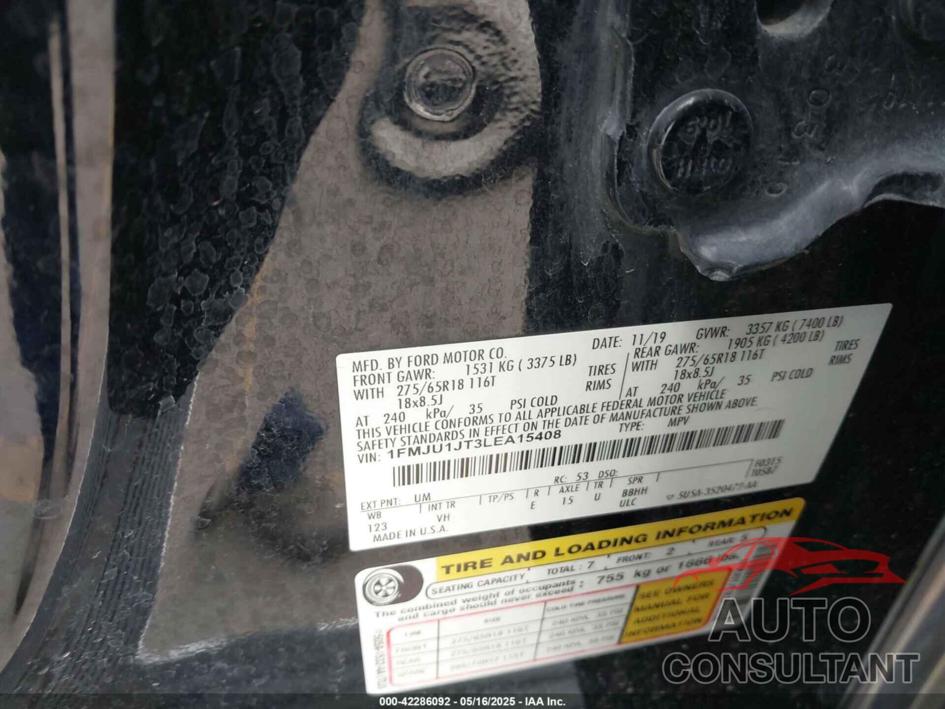 FORD EXPEDITION 2020 - 1FMJU1JT3LEA15408