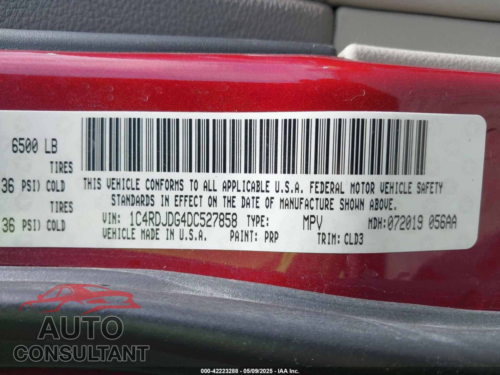 DODGE DURANGO 2013 - 1C4RDJDG4DC527858