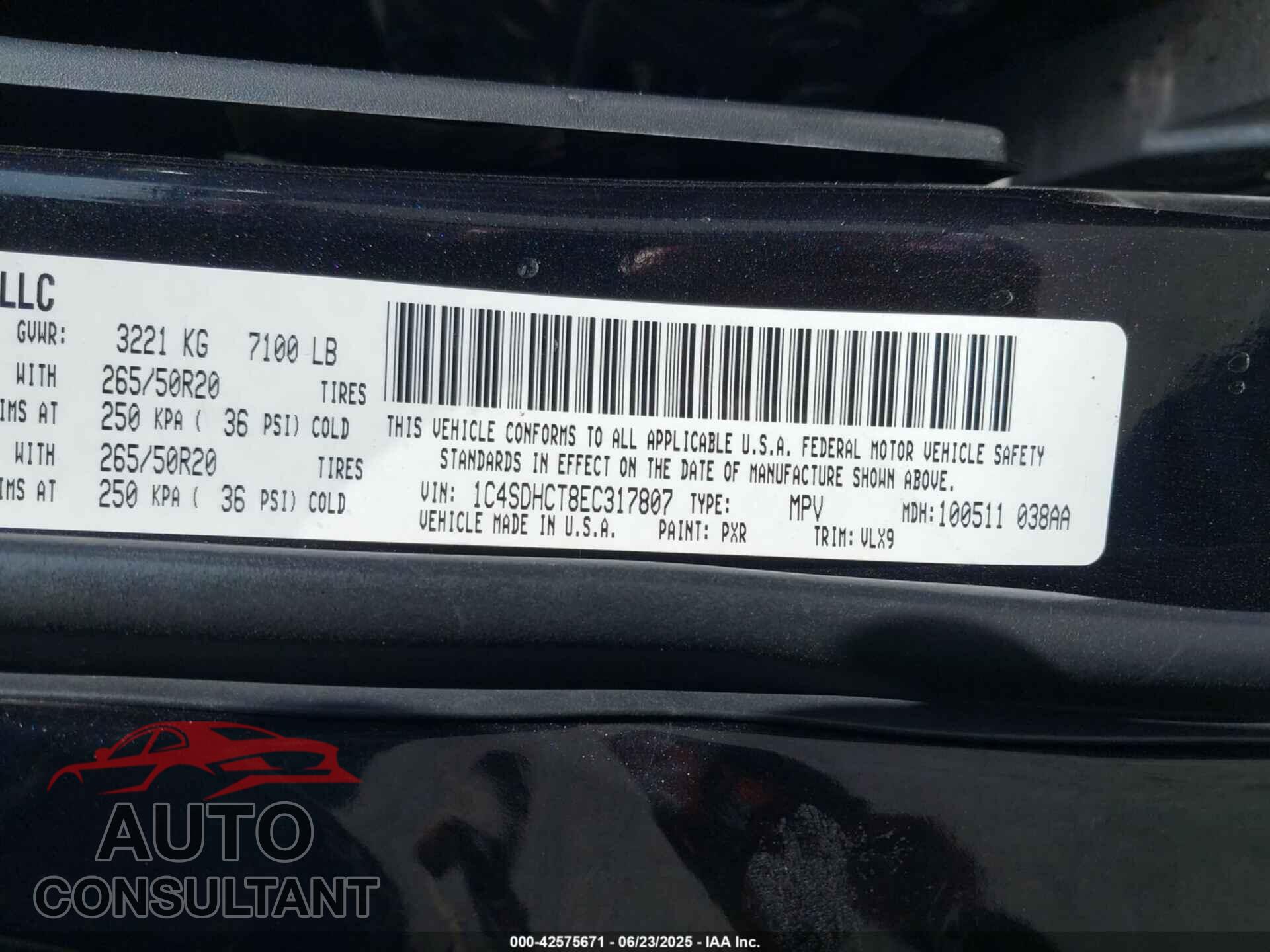 DODGE DURANGO 2014 - 1C4SDHCT8EC317807