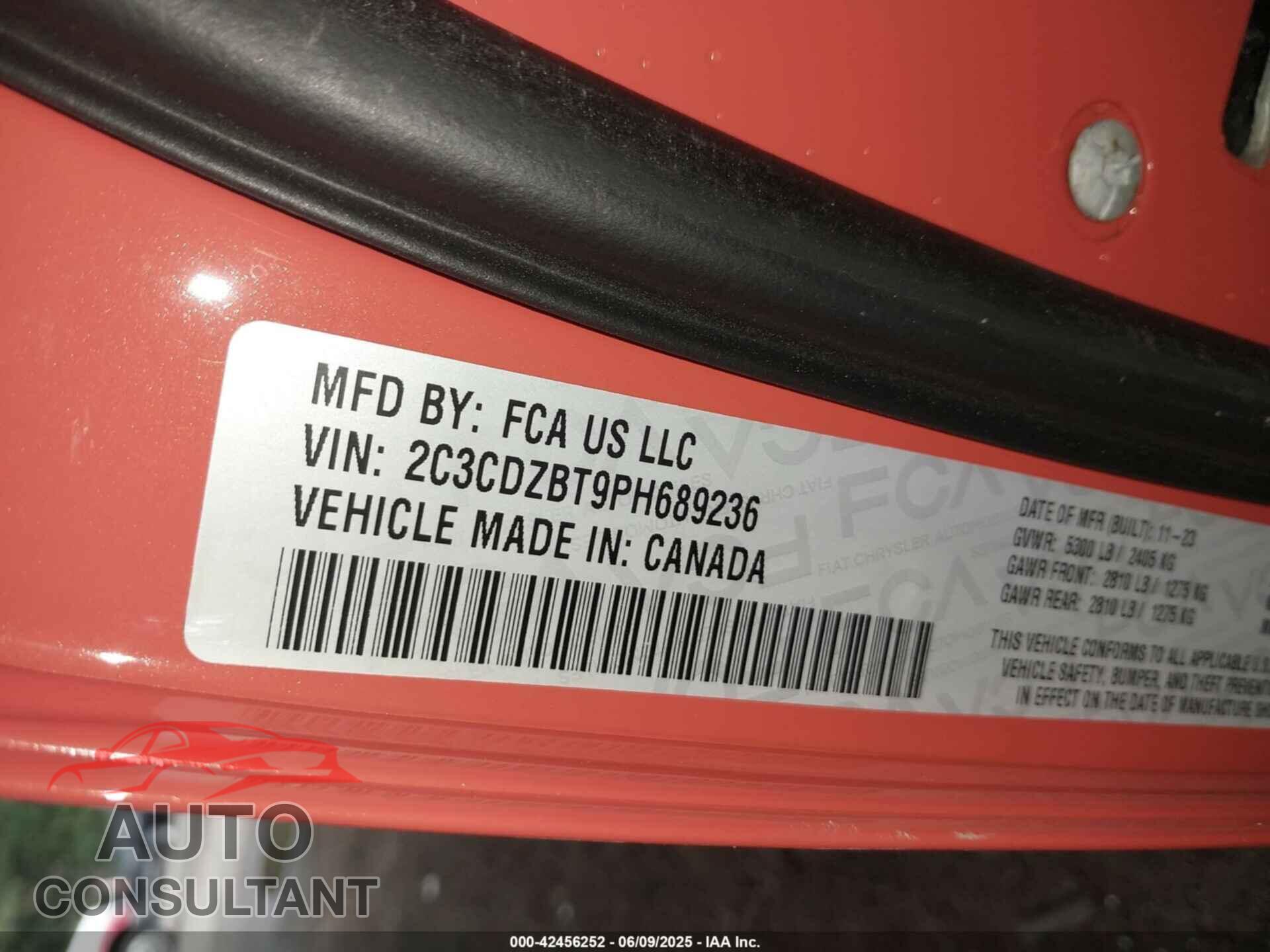 DODGE CHALLENGER 2023 - 2C3CDZBT9PH689236
