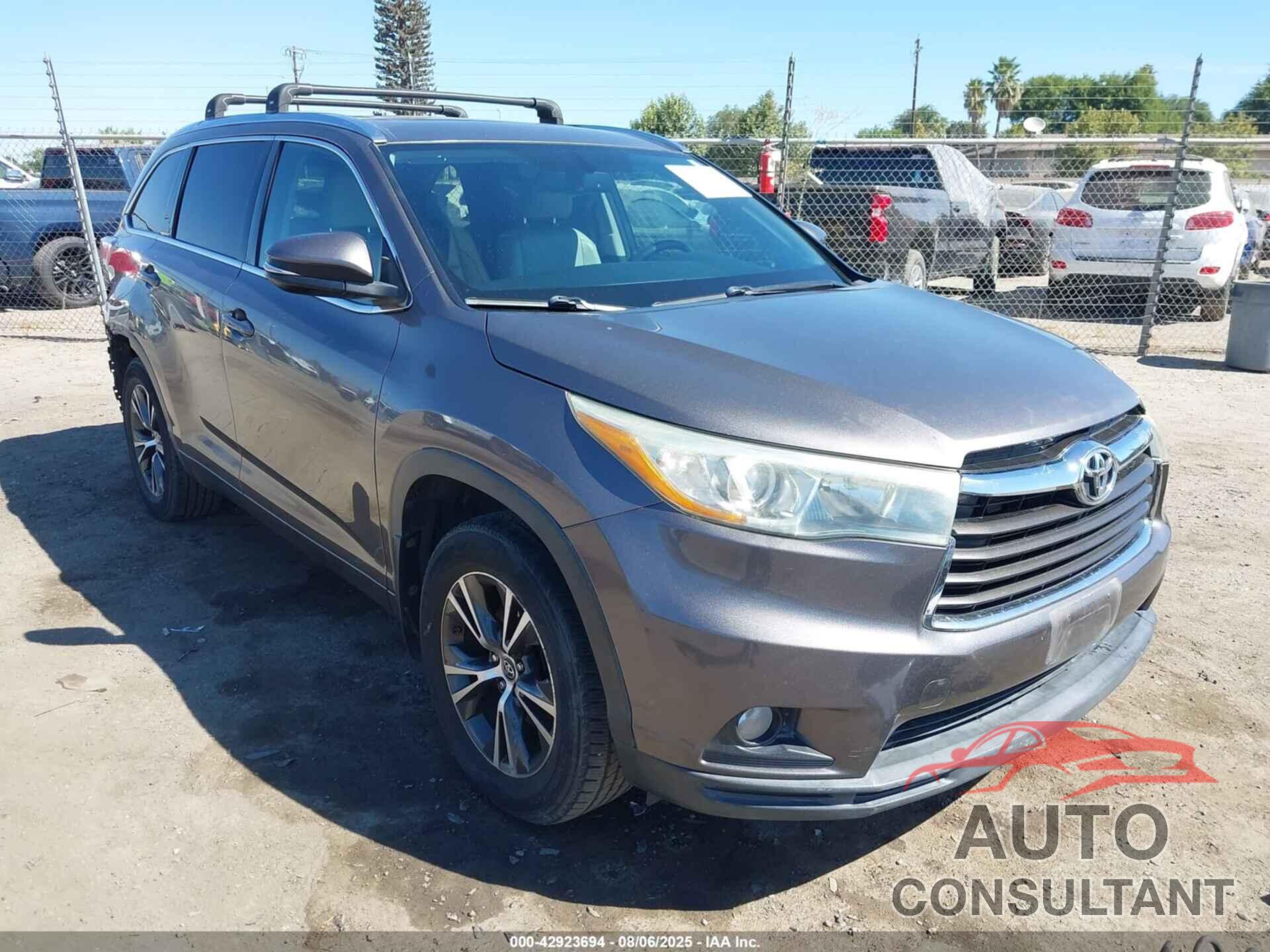 TOYOTA HIGHLANDER 2016 - 5TDJKRFH7GS317359