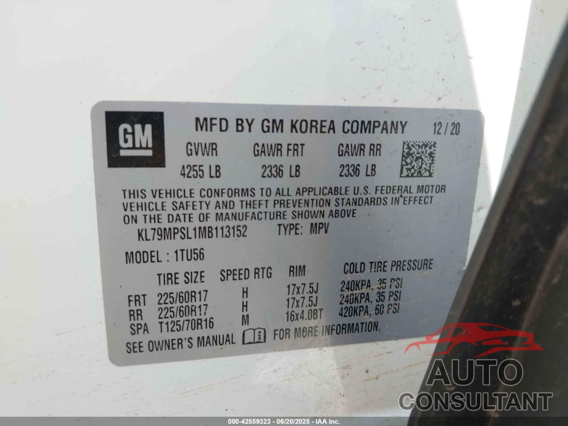CHEVROLET TRAILBLAZER 2021 - KL79MPSL1MB113152
