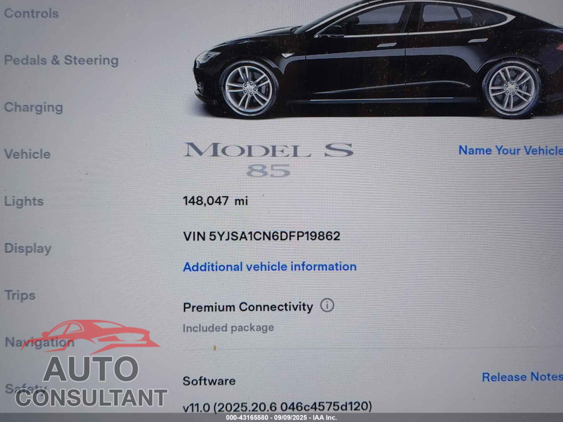 TESLA MODEL S 2013 - 5YJSA1CN6DFP19862