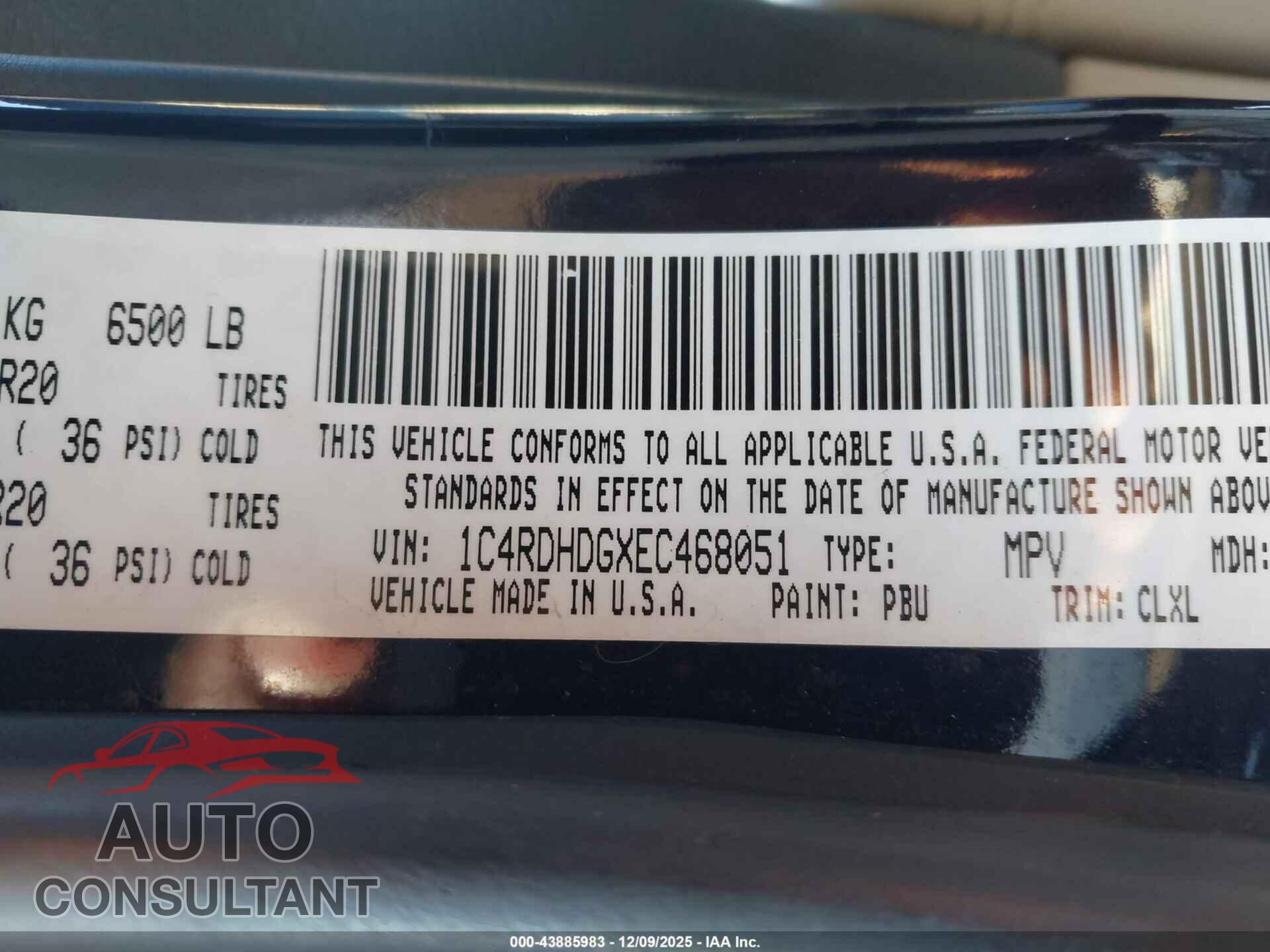 DODGE DURANGO 2014 - 1C4RDHDGXEC468051