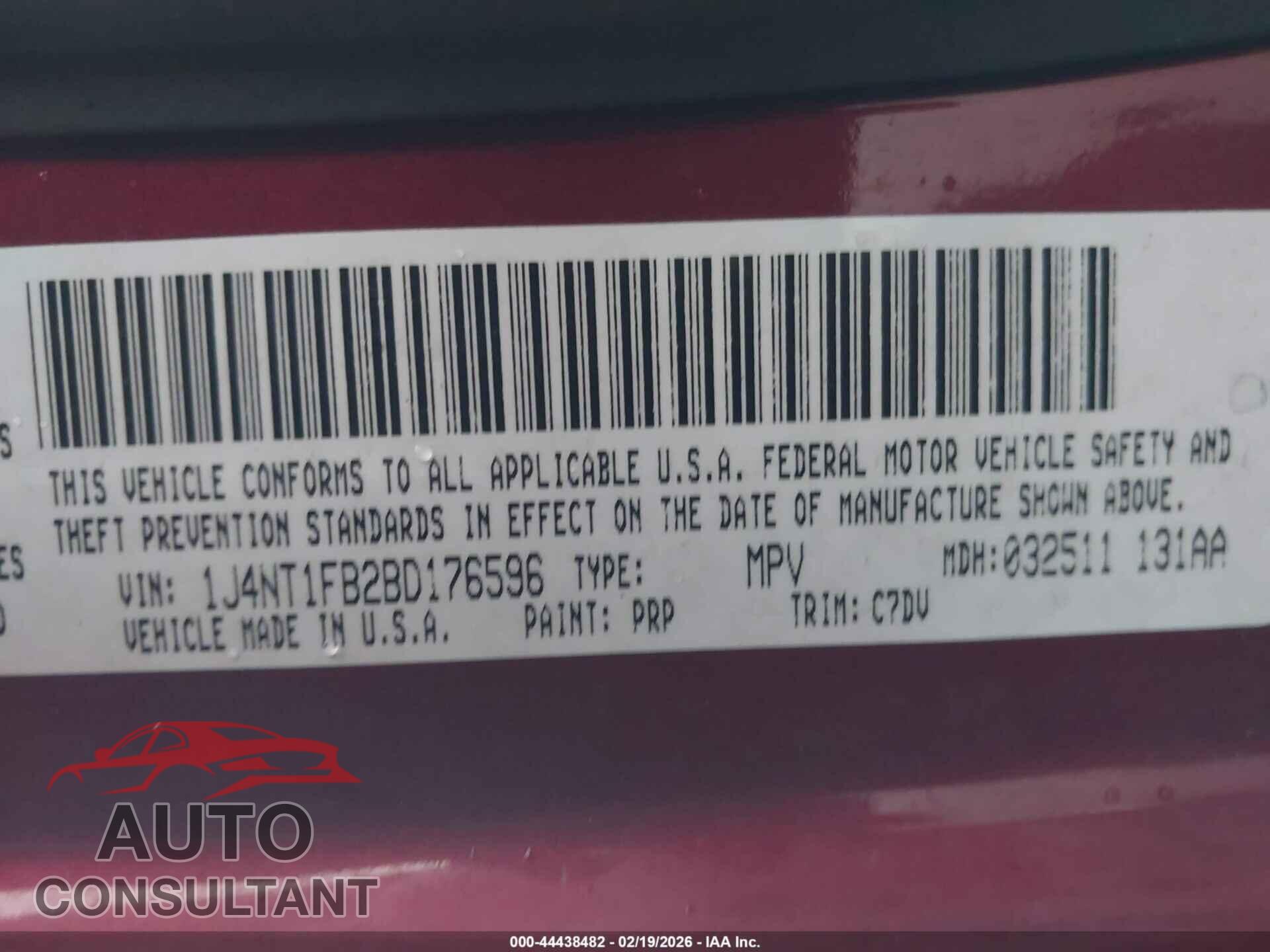 JEEP COMPASS 2011 - 1J4NT1FB2BD176596