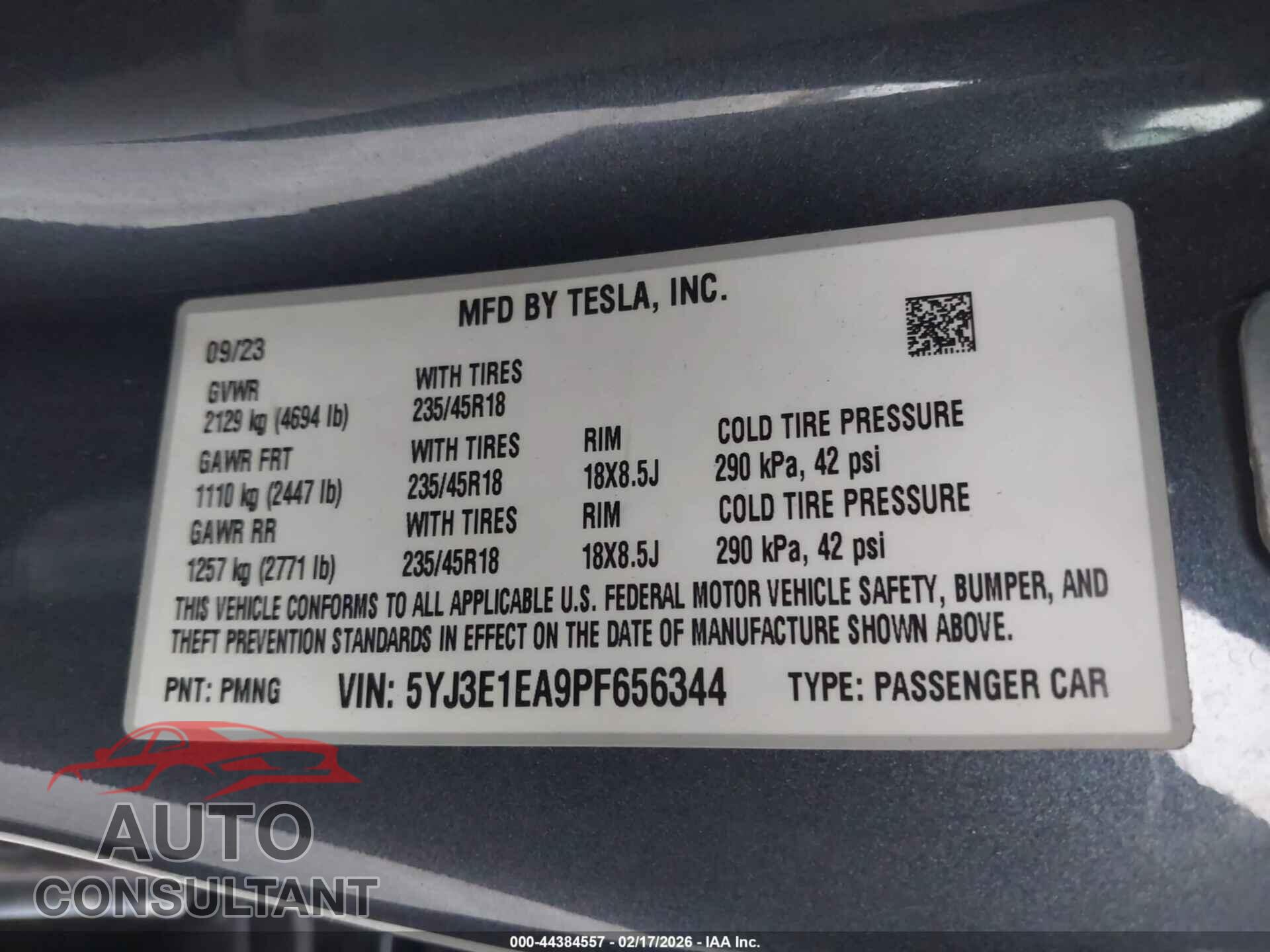 TESLA MODEL 3 2023 - 5YJ3E1EA9PF656344