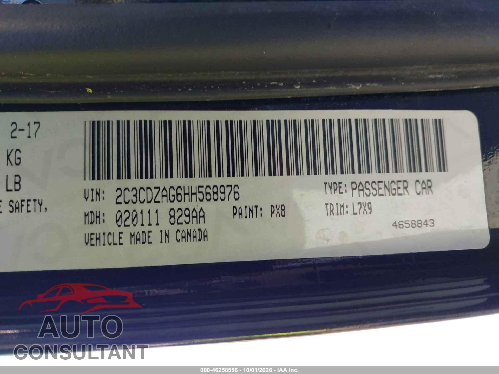 DODGE CHALLENGER 2017 - 2C3CDZAG6HH568976