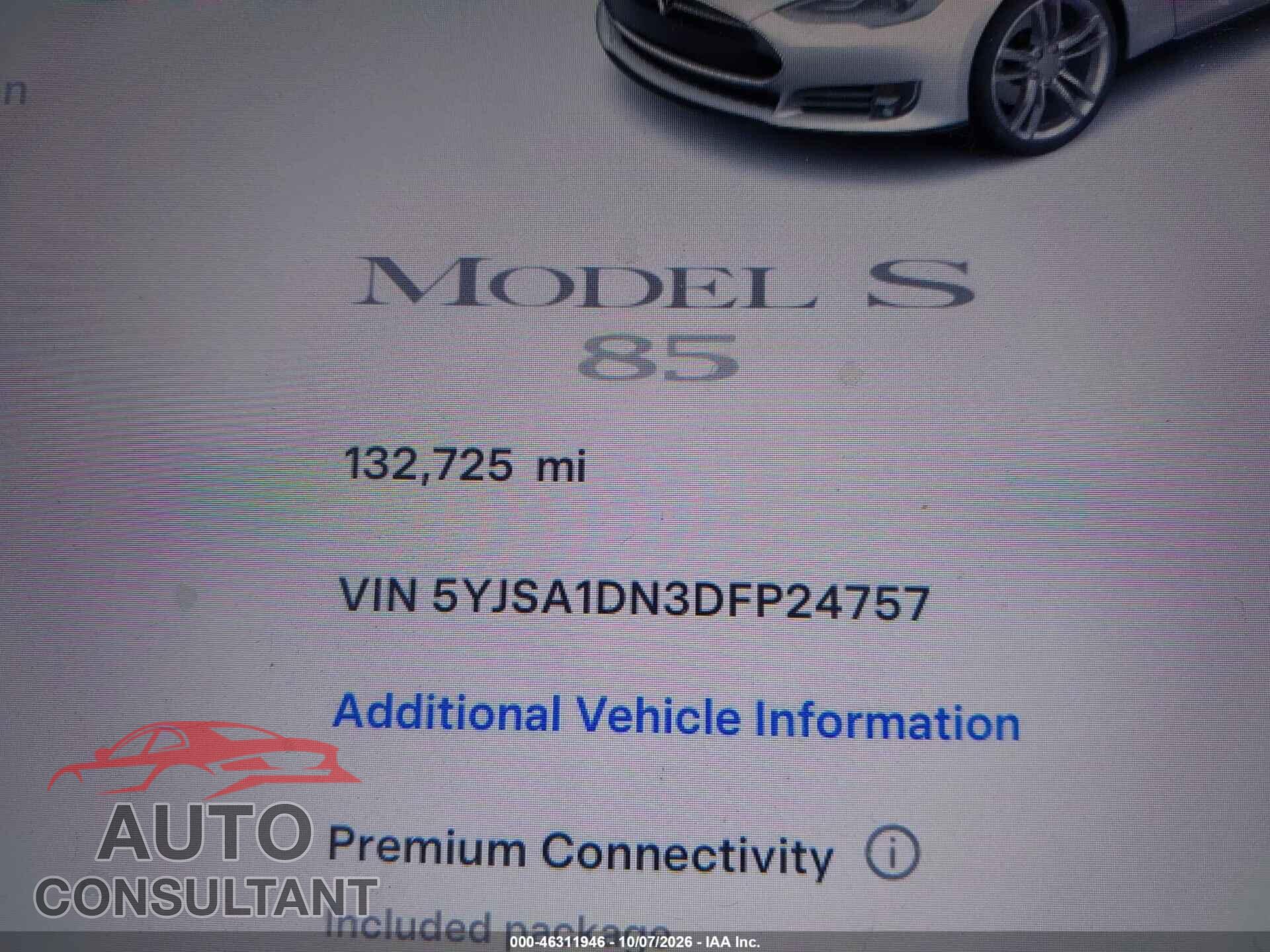 TESLA MODEL S 2013 - 5YJSA1DN3DFP24757