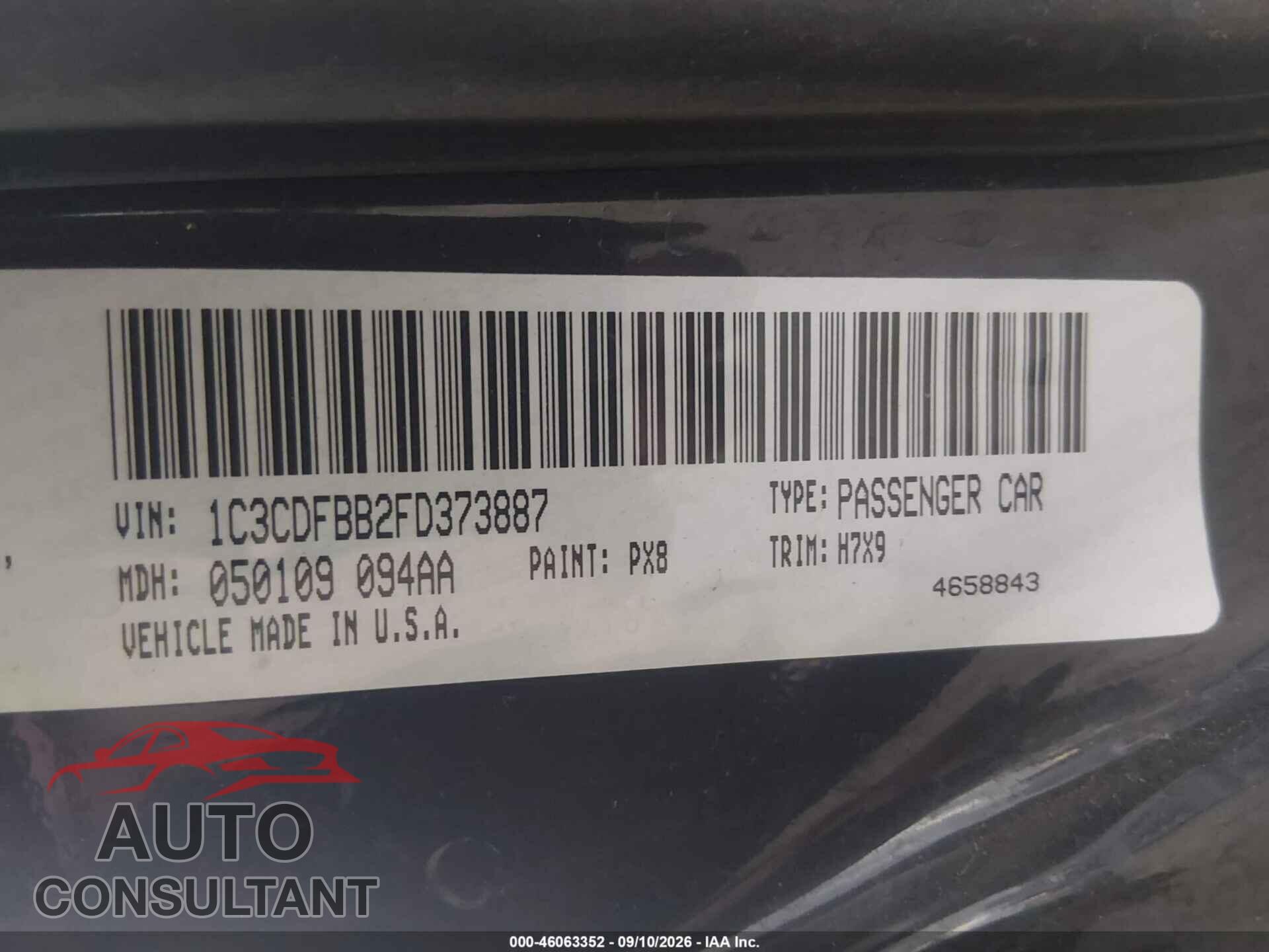 DODGE DART 2015 - 1C3CDFBB2FD373887