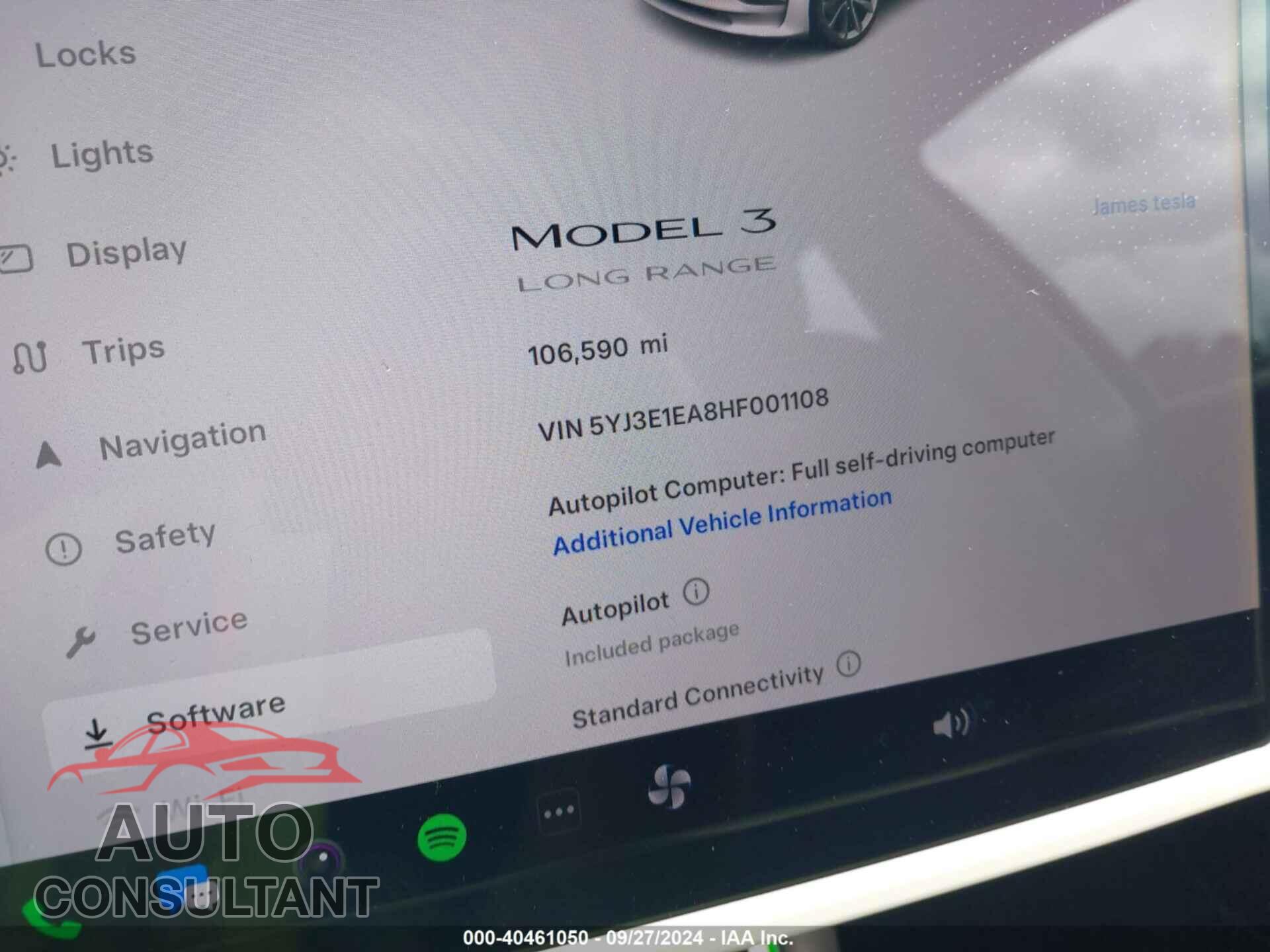 TESLA MODEL 3 2017 - 5YJ3E1EA8HF001108