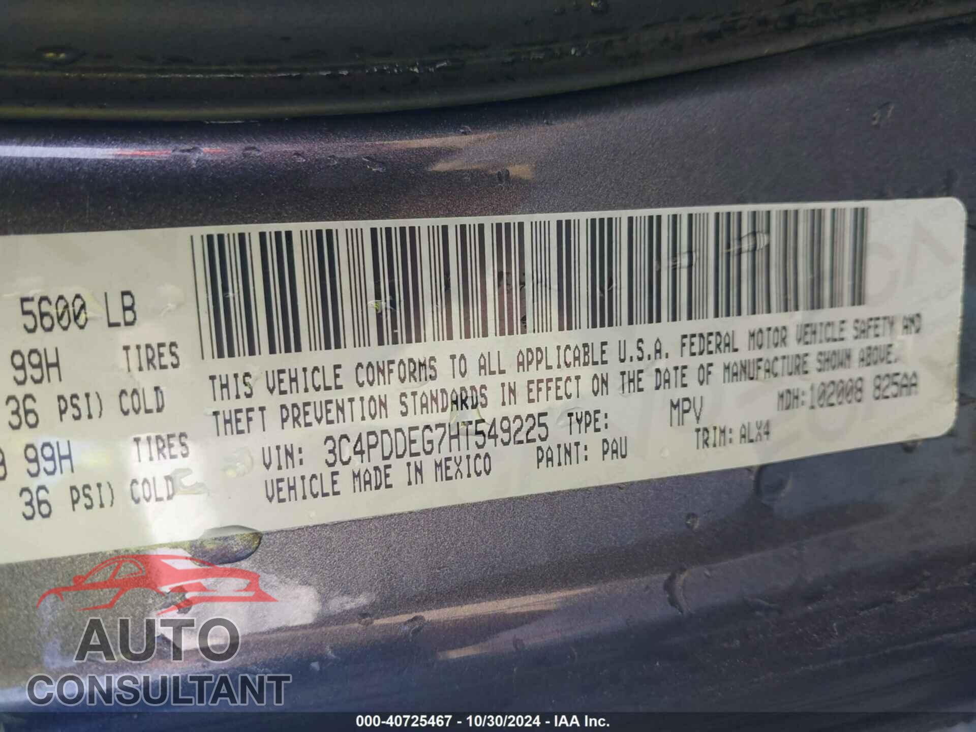 DODGE JOURNEY 2017 - 3C4PDDEG7HT549225