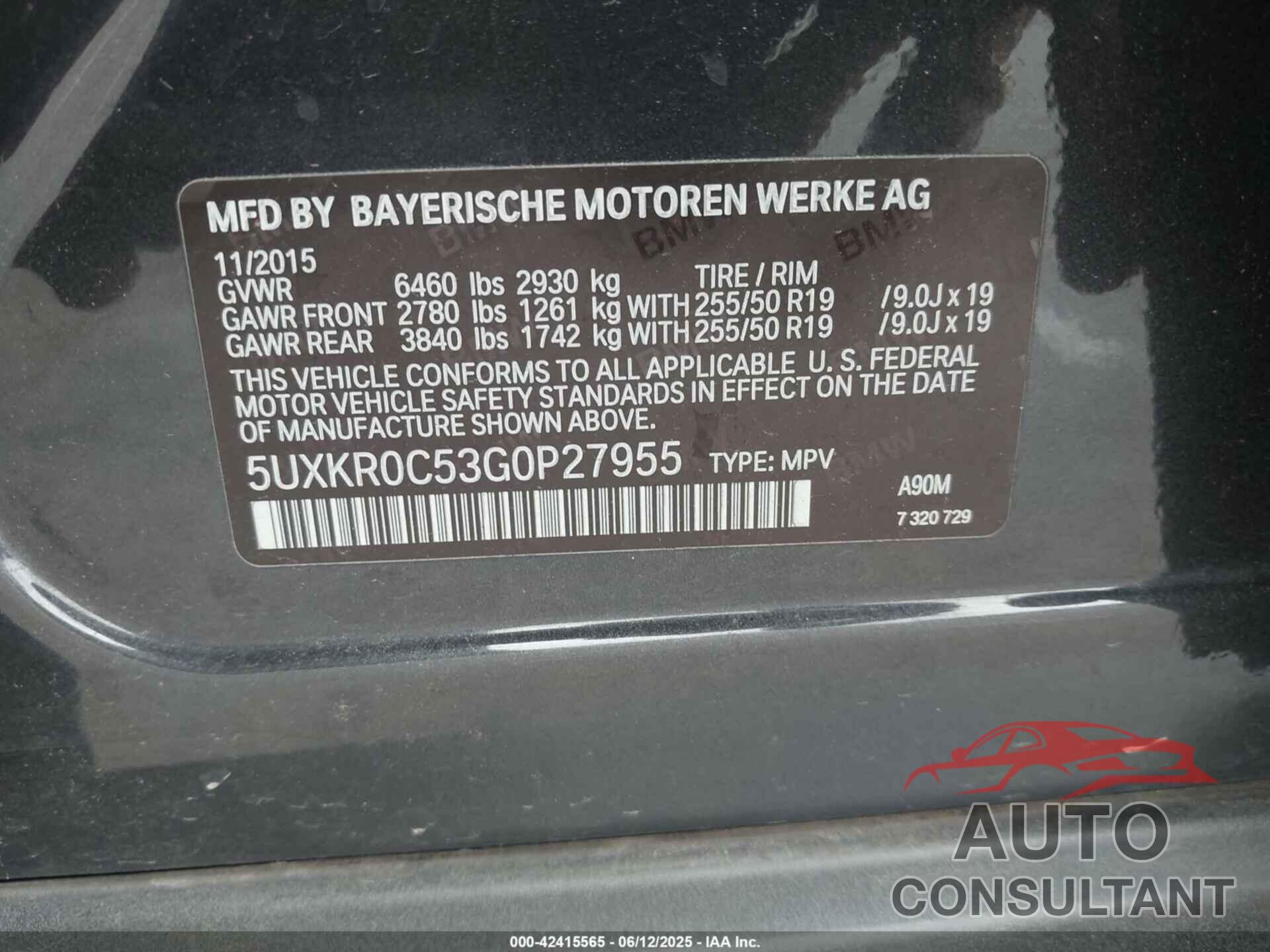 BMW X5 2016 - 5UXKR0C53G0P27955