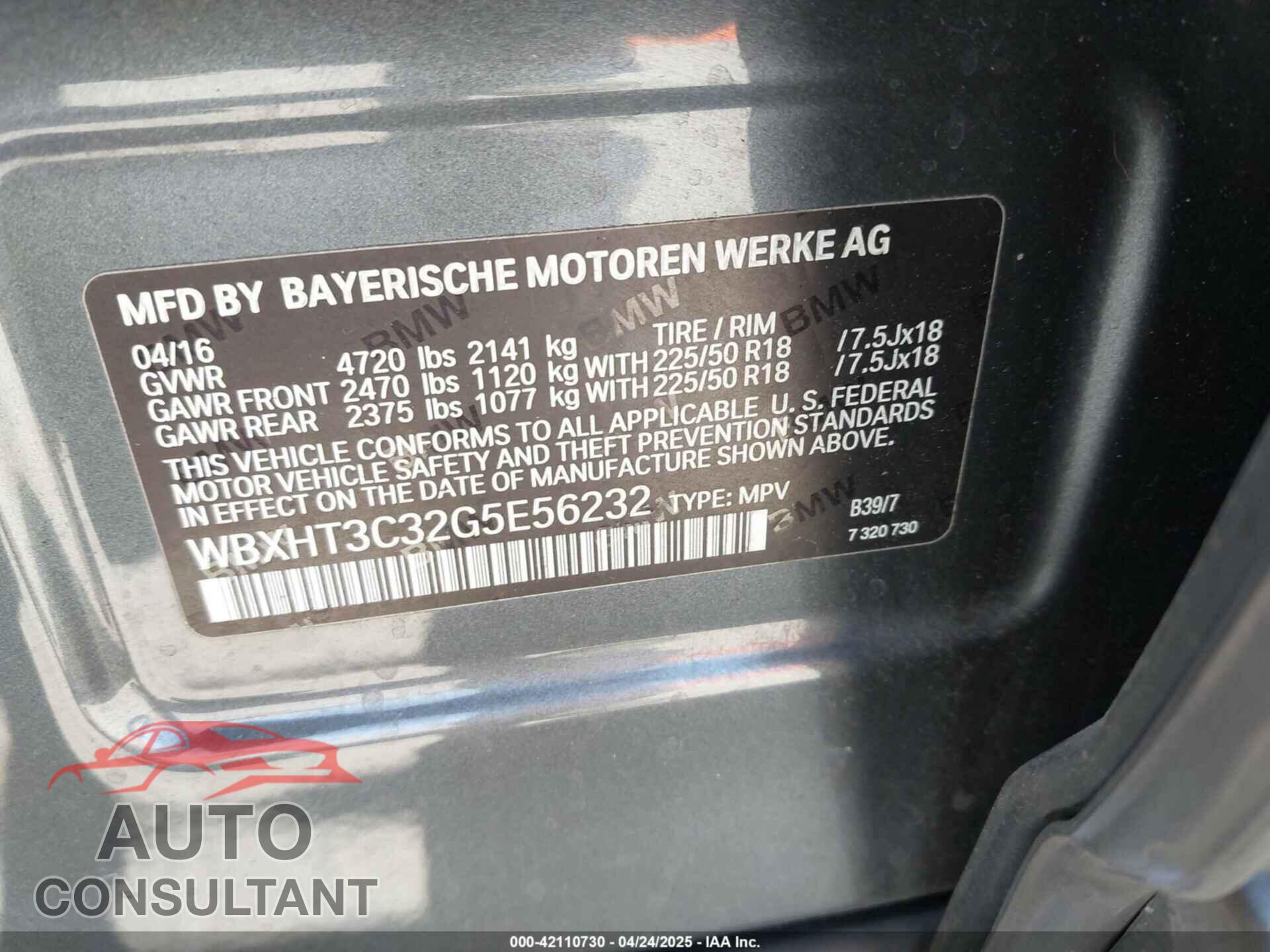 BMW X1 2016 - WBXHT3C32G5E56232