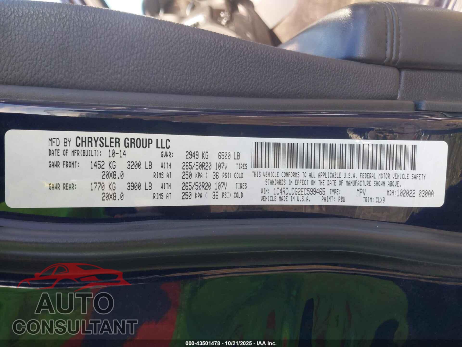 DODGE DURANGO 2014 - 1C4RDJDG2EC599465