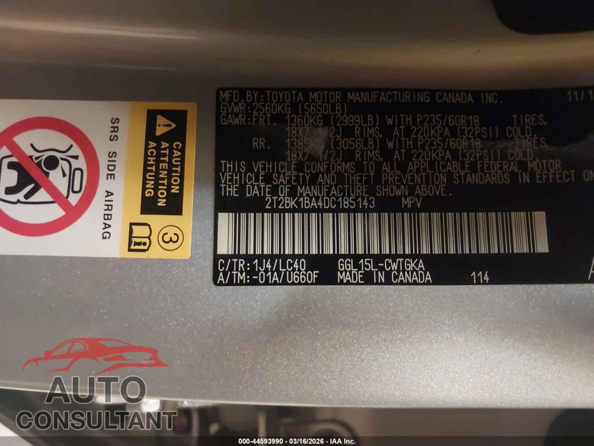 LEXUS RX 350 2013 - 2T2BK1BA4DC185143