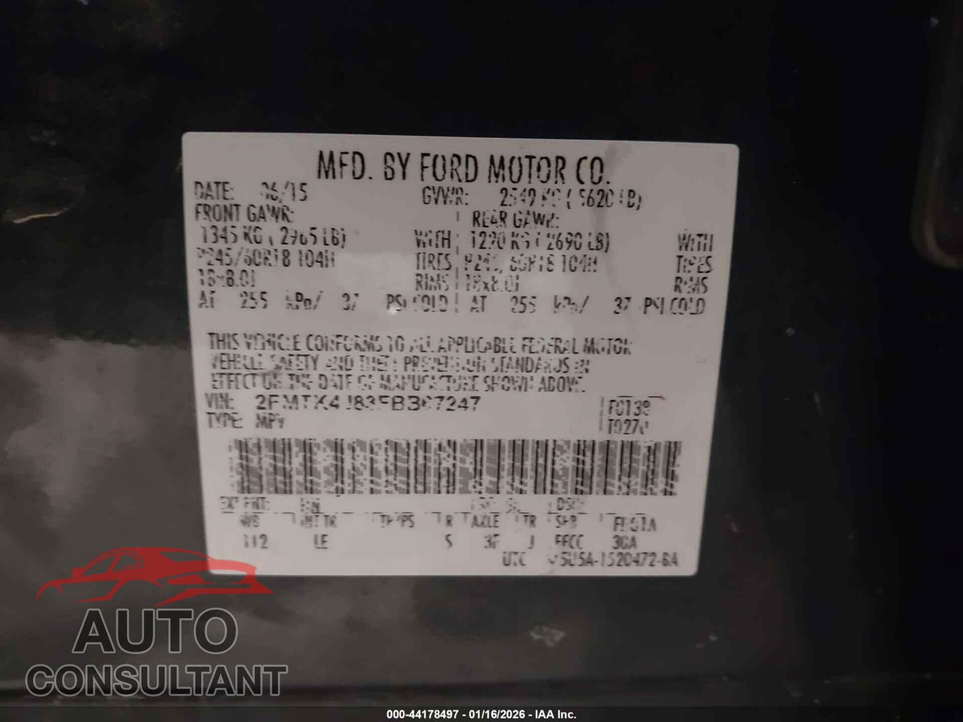 FORD EDGE 2015 - 2FMTK4J83FBB67247