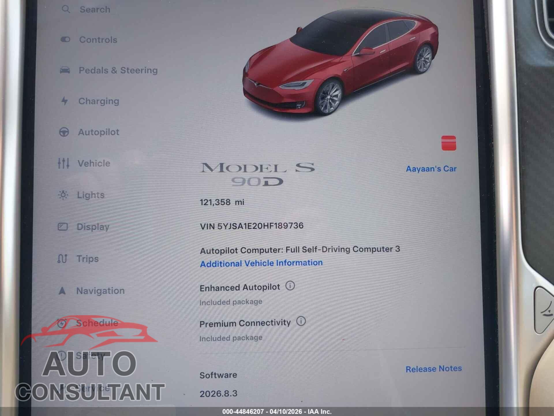 TESLA MODEL S 2017 - 5YJSA1E20HF189736