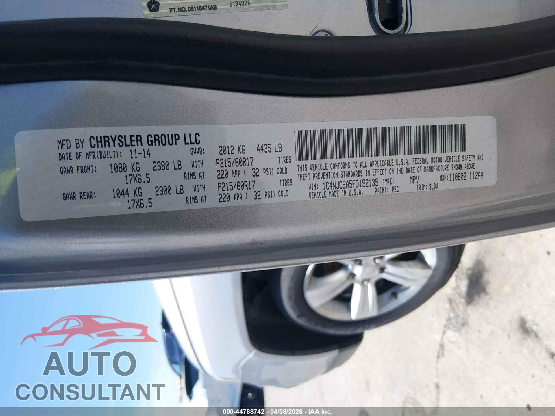 JEEP COMPASS 2015 - 1C4NJCEA5FD192135