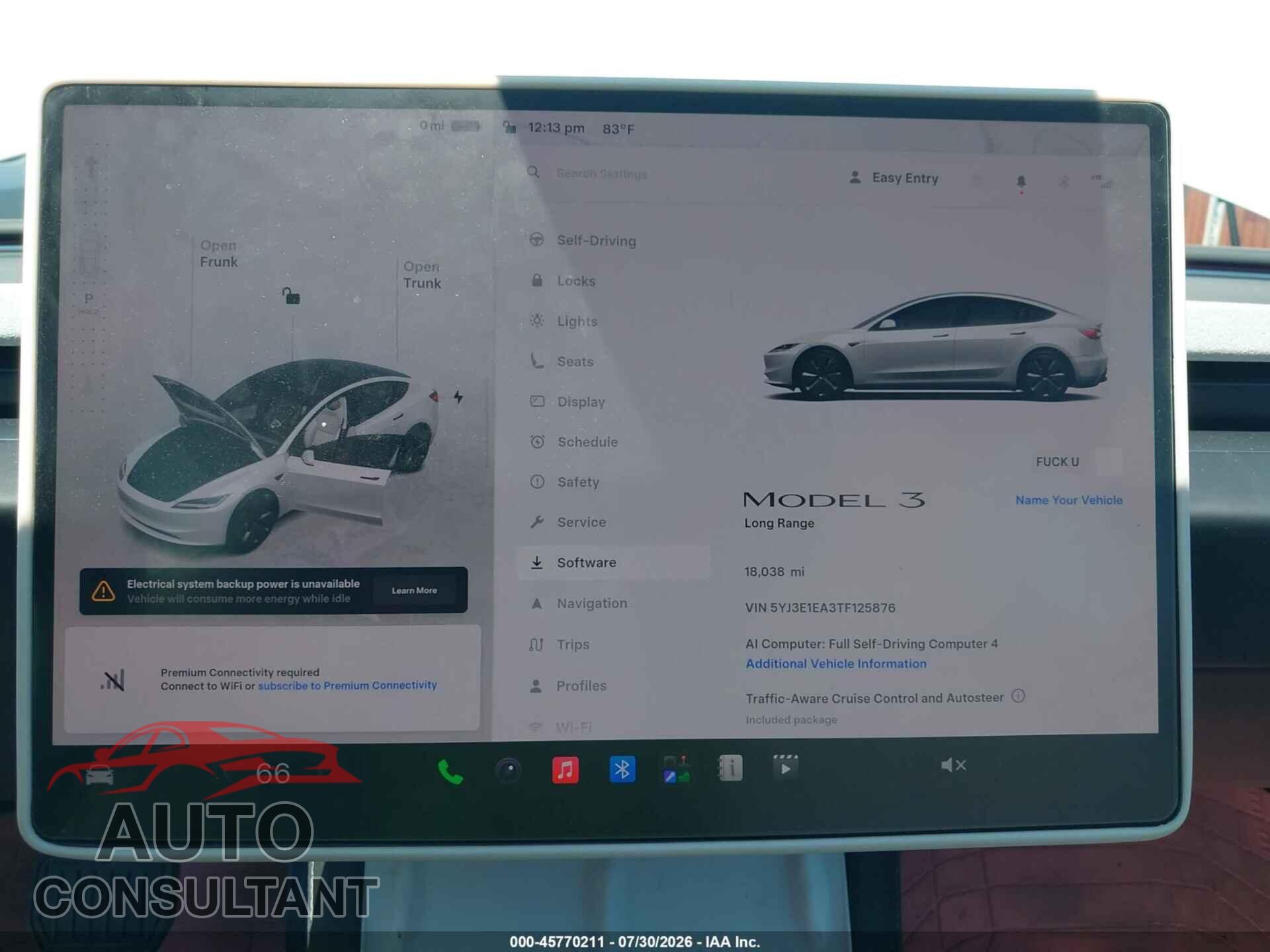 TESLA MODEL 3 2026 - 5YJ3E1EA3TF125876