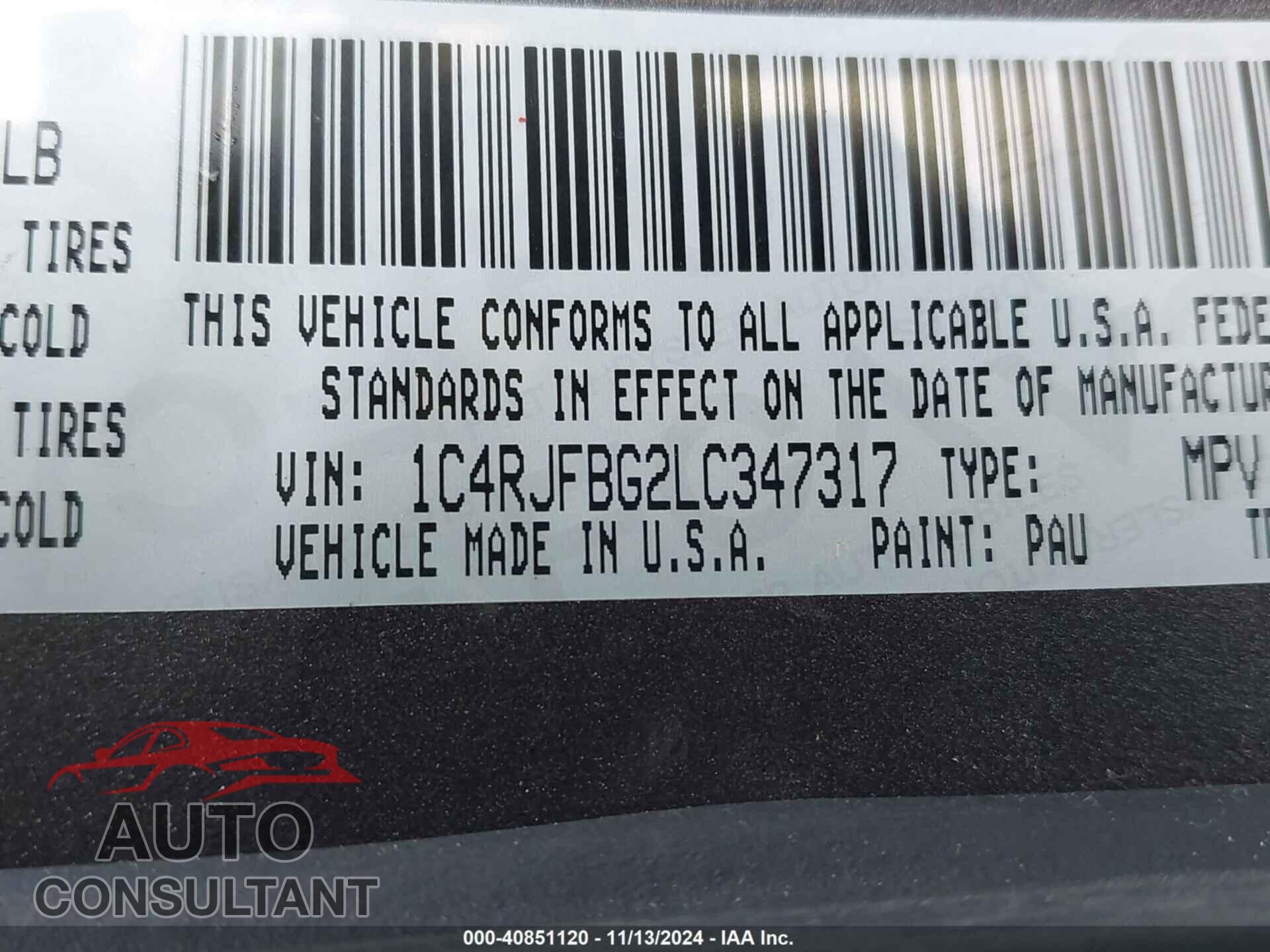 JEEP GRAND CHEROKEE 2020 - 1C4RJFBG2LC347317